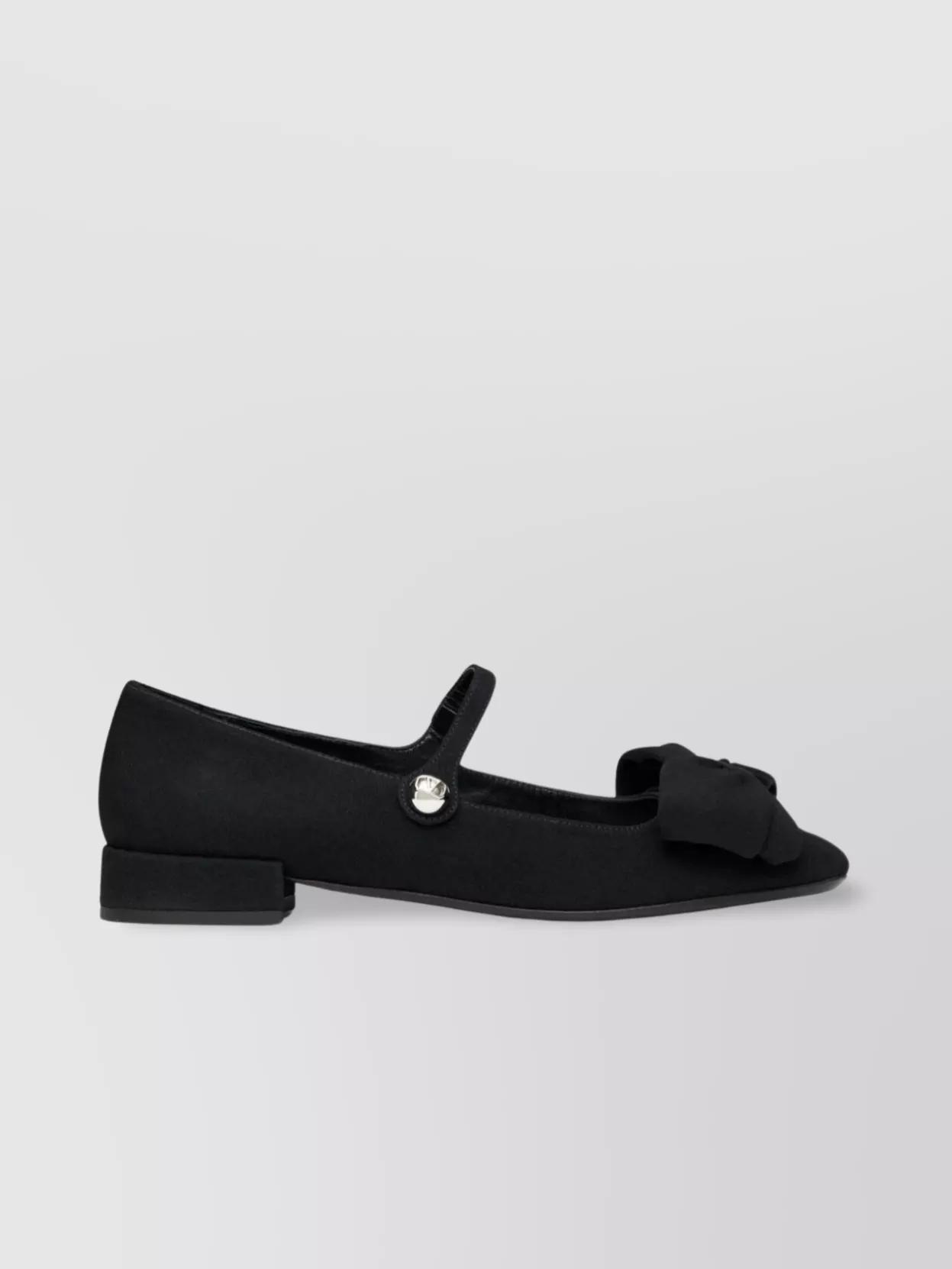 VALENTINO GARAVANI Black Mary Janes With Bow Detail In Crepe Fabric Woman In Multicolor Product Image