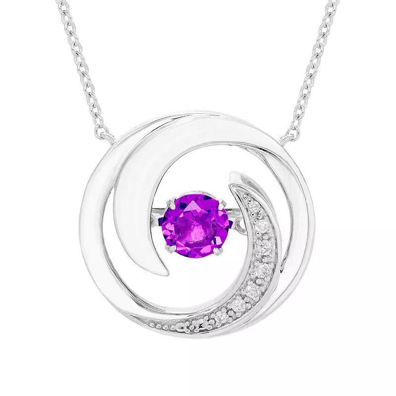Boston Bay Diamonds Brilliance in Motion Sterling Silver Lab-Created Sapphire & Diamond Accent Swirl Necklace, Women's, Size: 18-20" ADJ Product Image