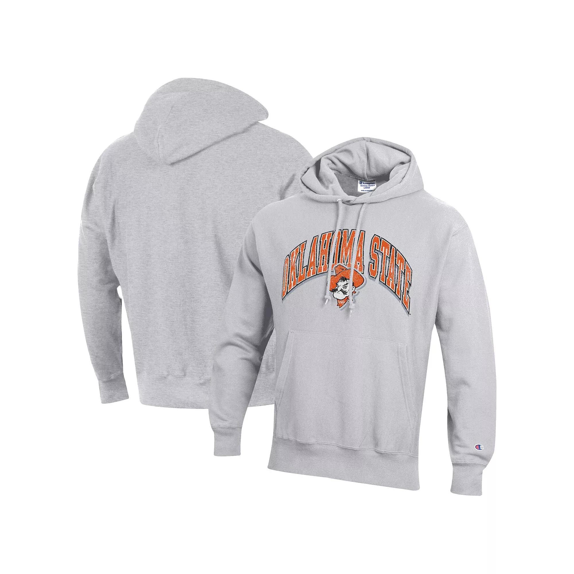 Men's Champion Gray Oklahoma State Cowboys Vault Late Night Reverse Weave Pullover Hoodie, Size: Medium, Grey Product Image