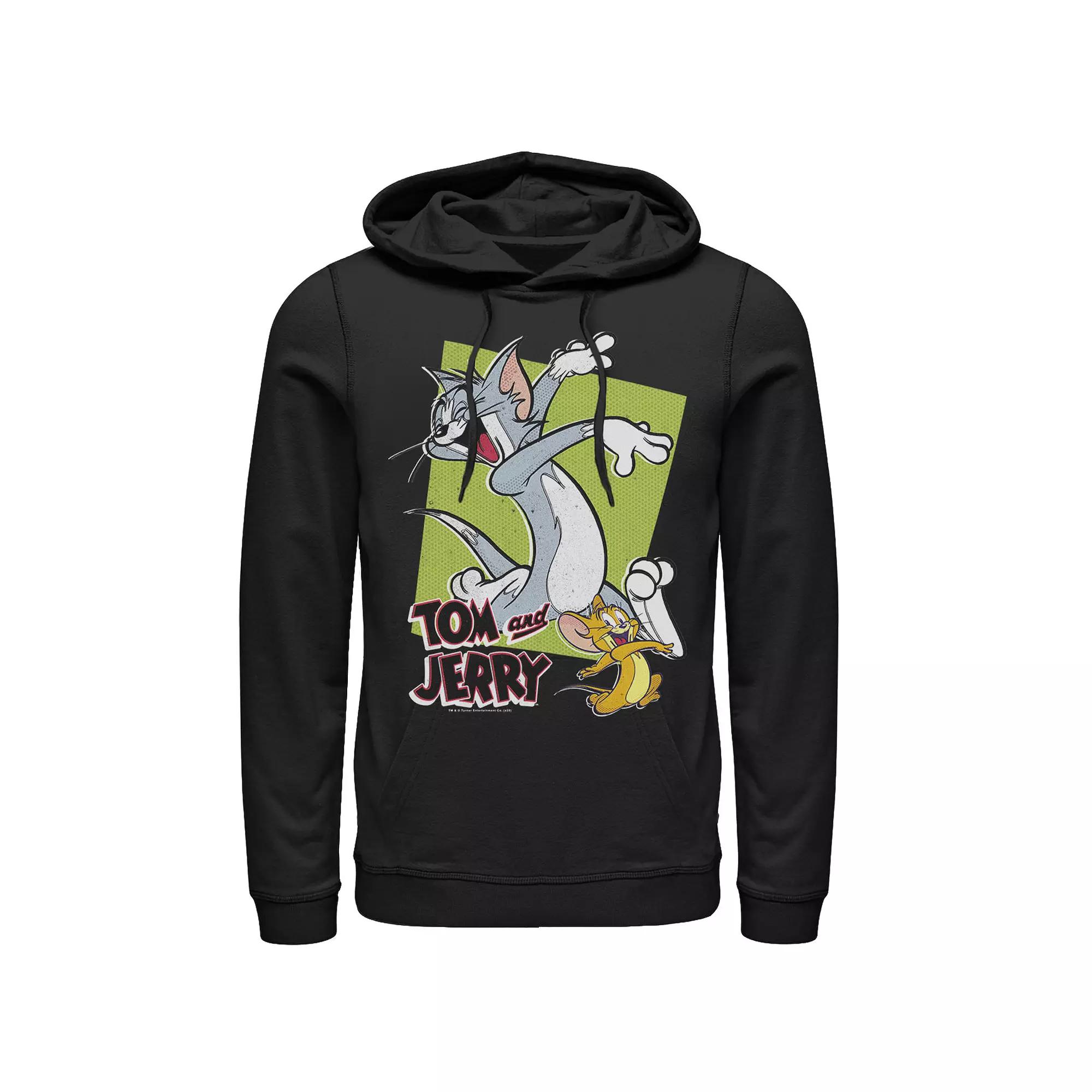 Mens Tom And Jerry Retro Style Green Box Portrait Hoodie, Men's,  Product Image