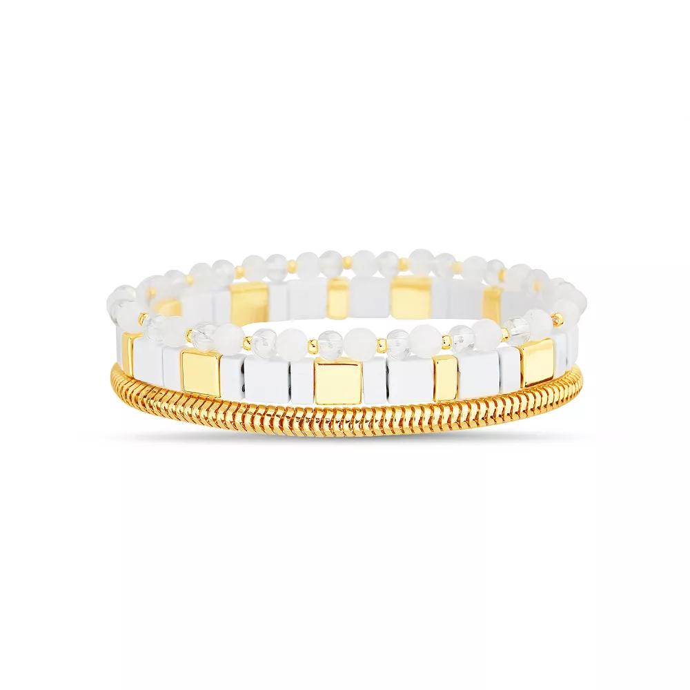 Paige Harper Color Therapy Gold Tone Gemstone 3-piece Bracelet Set, Women's, Size: 7.5" Product Image