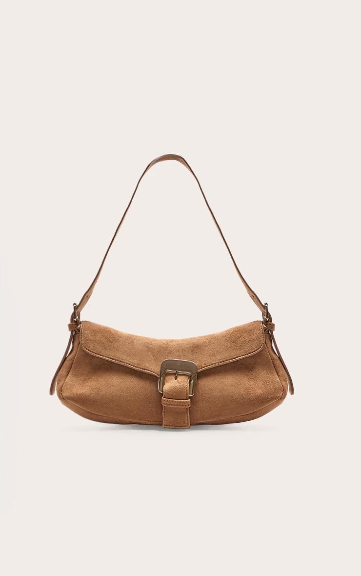 Tan Suede Buckle Shoulder Bag Product Image