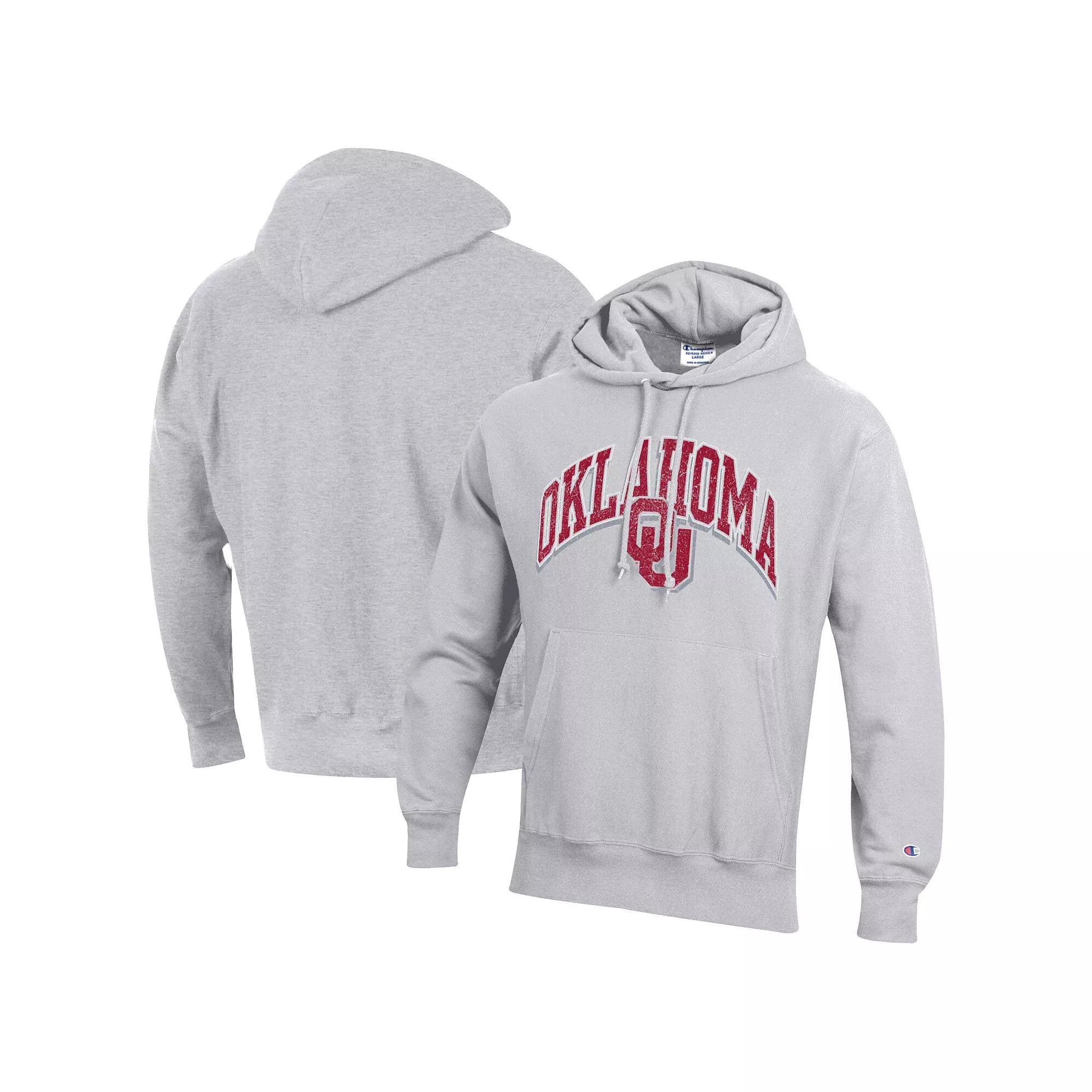 Men's Champion Gray Oklahoma Sooners Vault Late Night Reverse Weave Pullover Hoodie,  Product Image