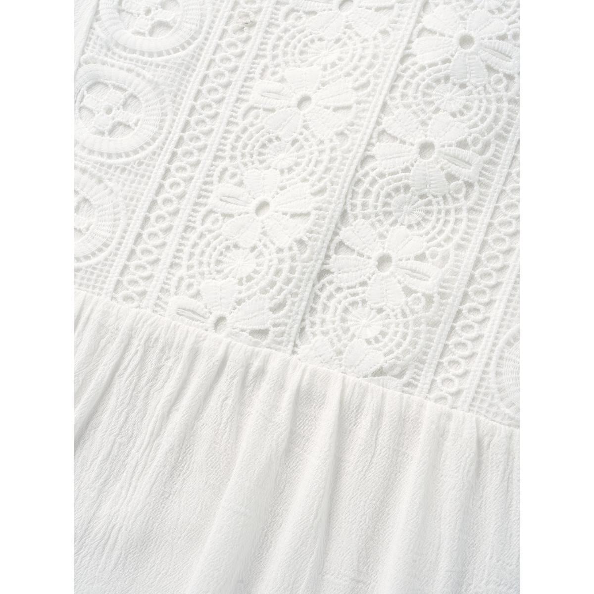 Plus Size Opticwhite Notched Collar Texture Slit Hem Blouse Women Elegant Short sleeve Notched collar Everyday Blouses BloomChic 12/L Product Image