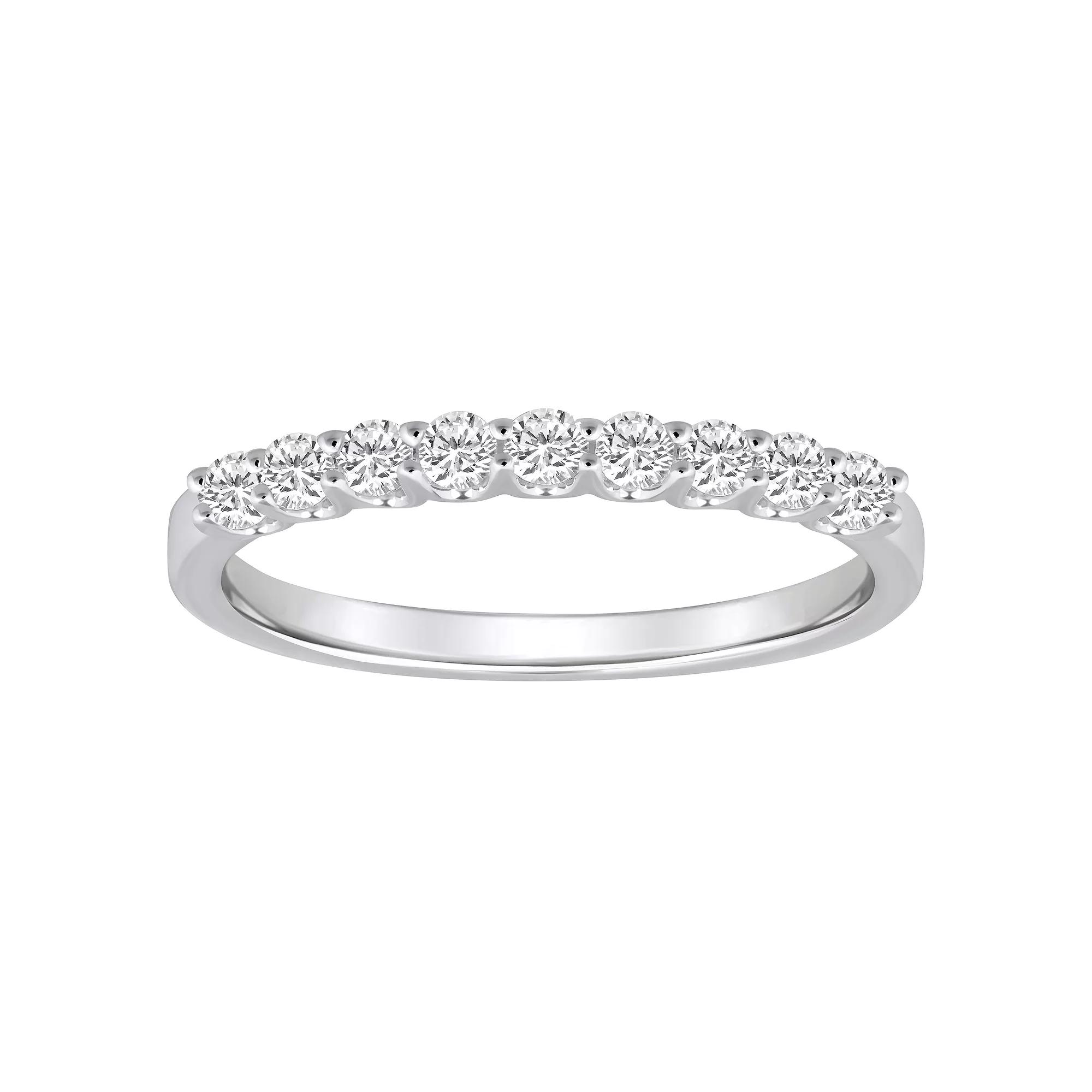 Alyson Layne 14k Gold 1/4 Carat T.W. Diamond 9-Stone Wedding Ring, Women's, Size: 5.50, Pink Product Image