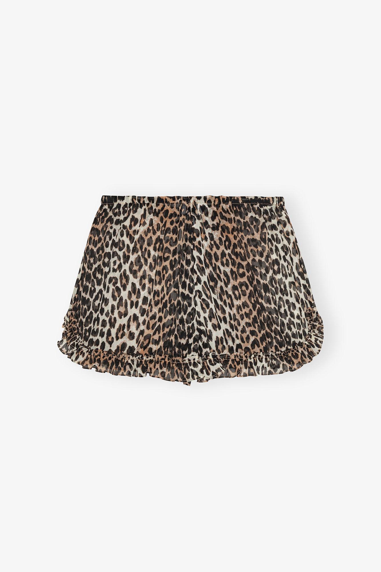 Leopard Chiffon Ruffle Shorts Product Image