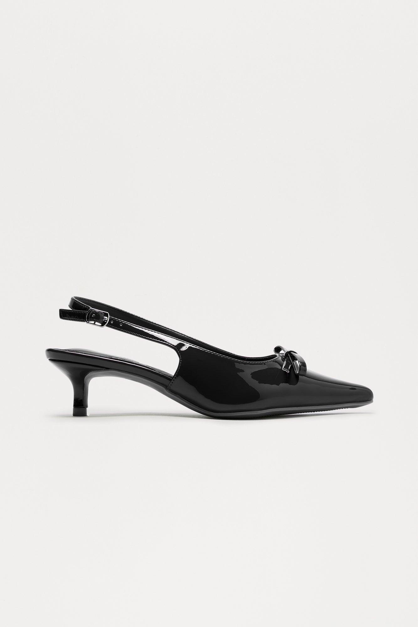 Voila Bow Kitten Heel Pumps - Black Product Image