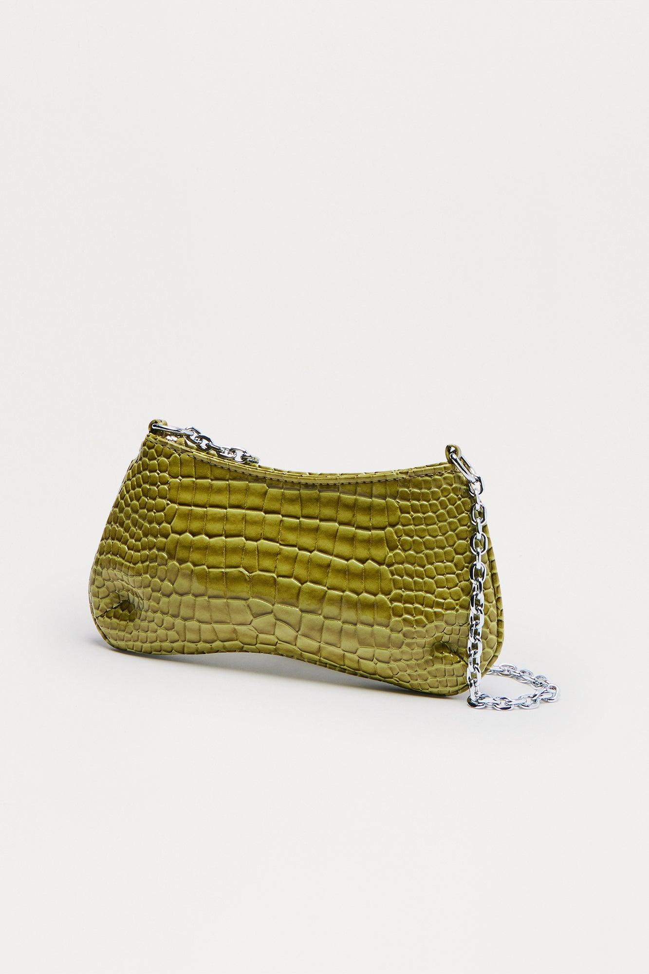 Reptile Runway Embossed Croc Handbag - Olive Female Product Image