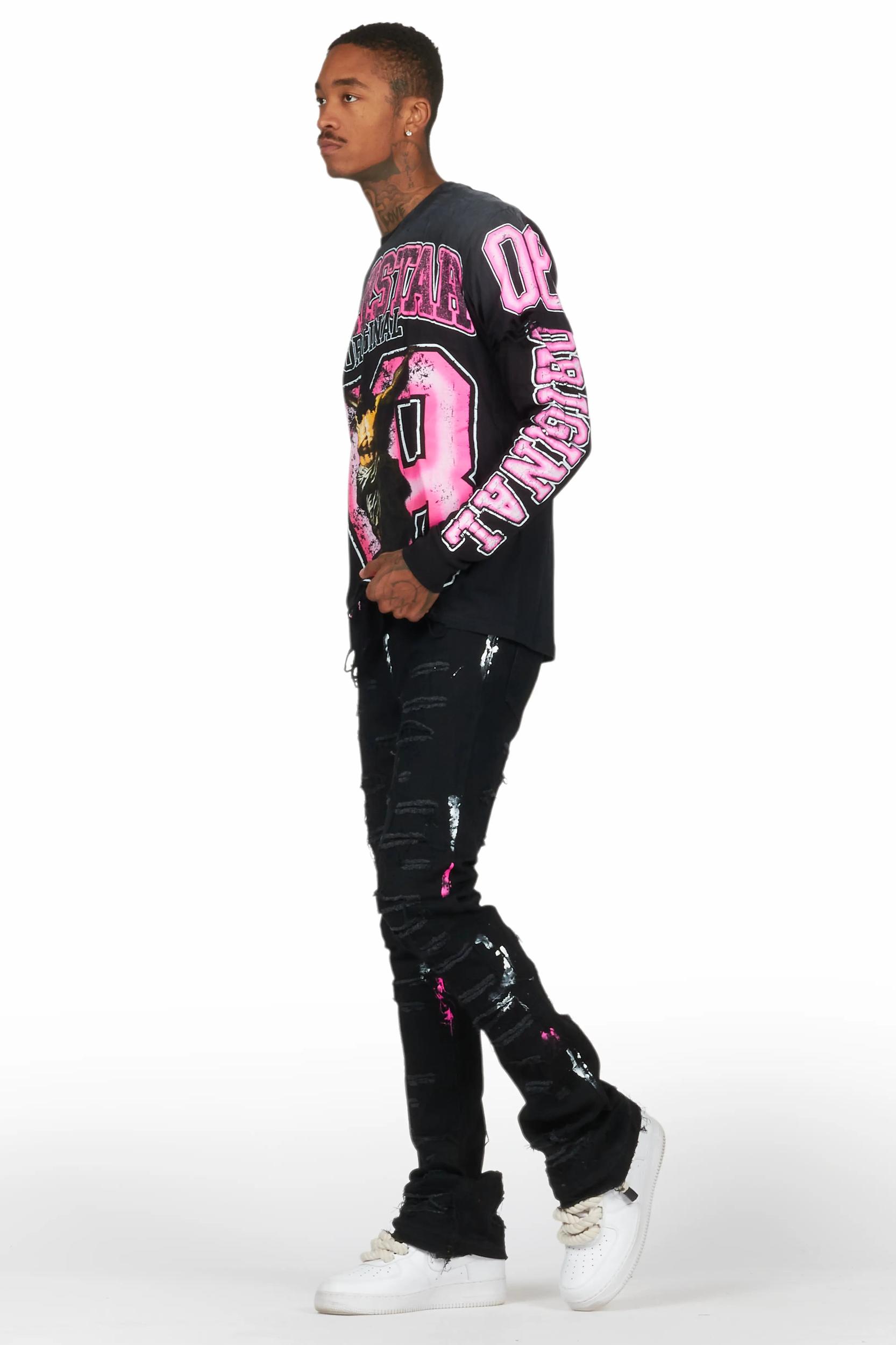 Fields Black Double Layer T-Shirt/Stacked Flare Jean Bundle Male Product Image