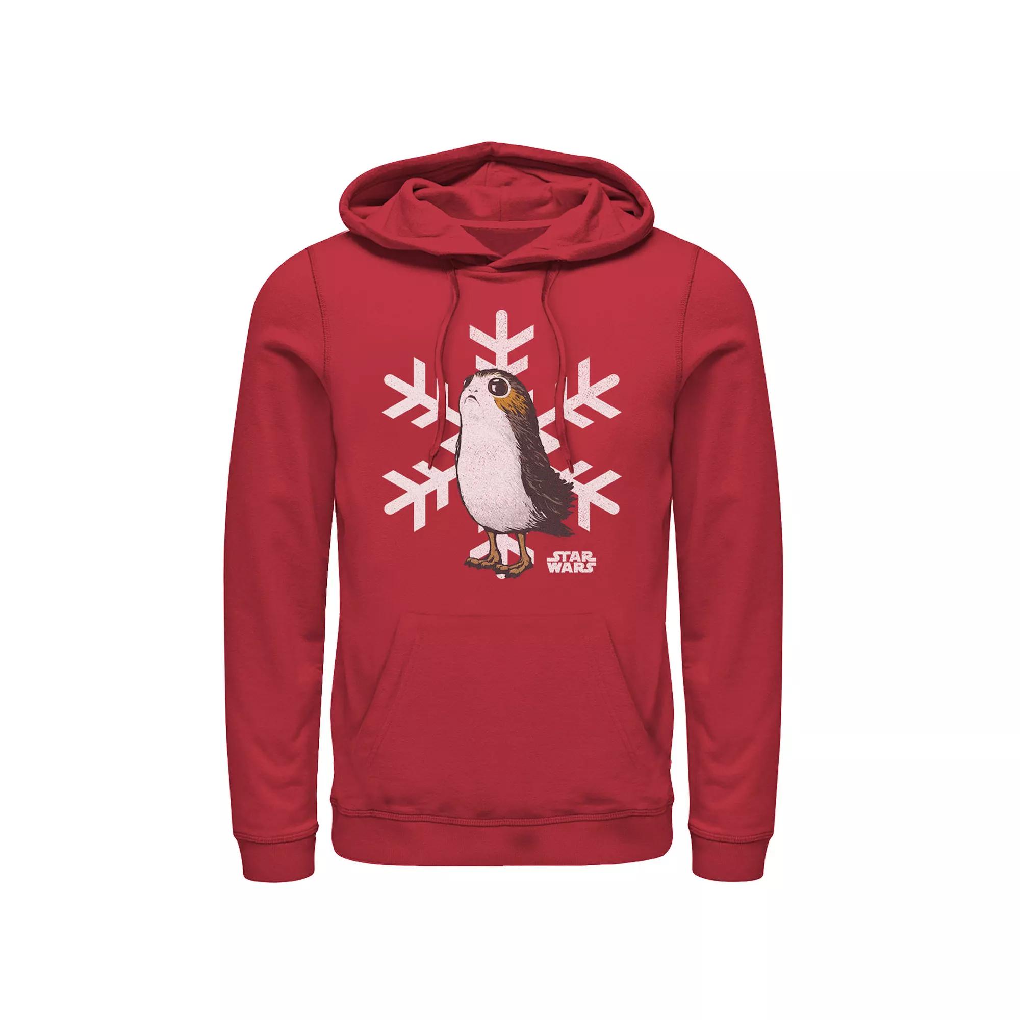 Men's Star Wars Porg Snowflake Christmas Holiday Graphic Hoodie, Size: Small, Red Product Image