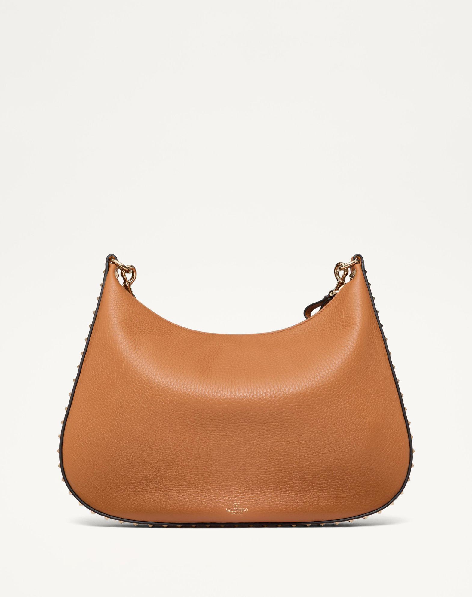 Valentino Garavani Rockstud Hobo Bag In Grainy Calfskin Product Image