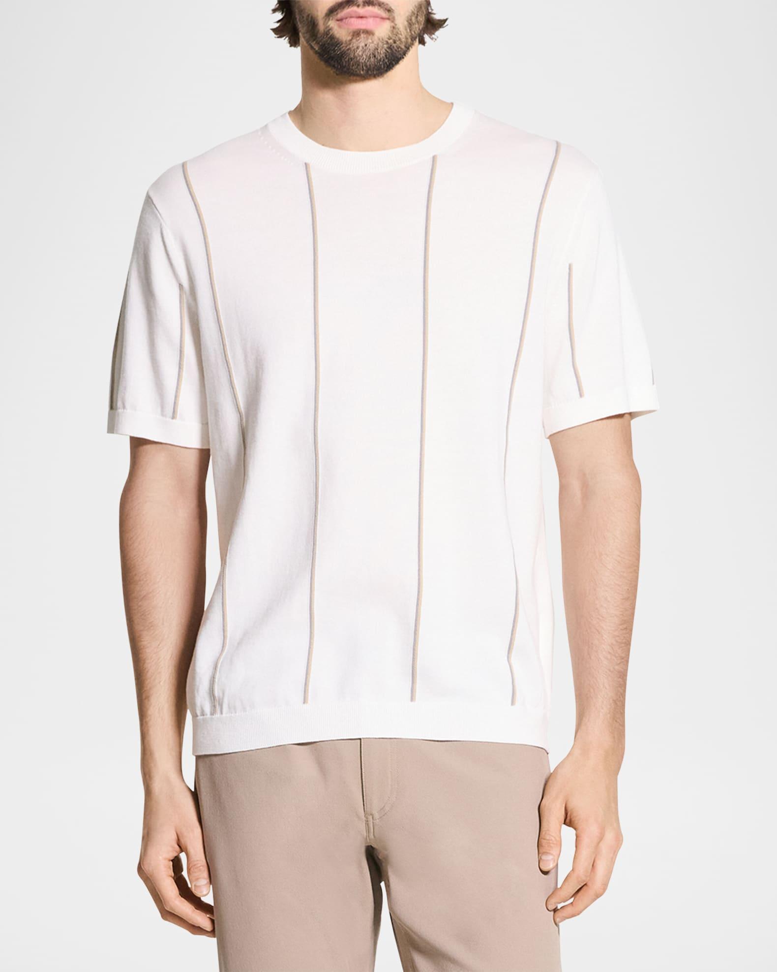 Men's Short-Sleeve Striped T-Shirt in Tactile Cotton Product Image
