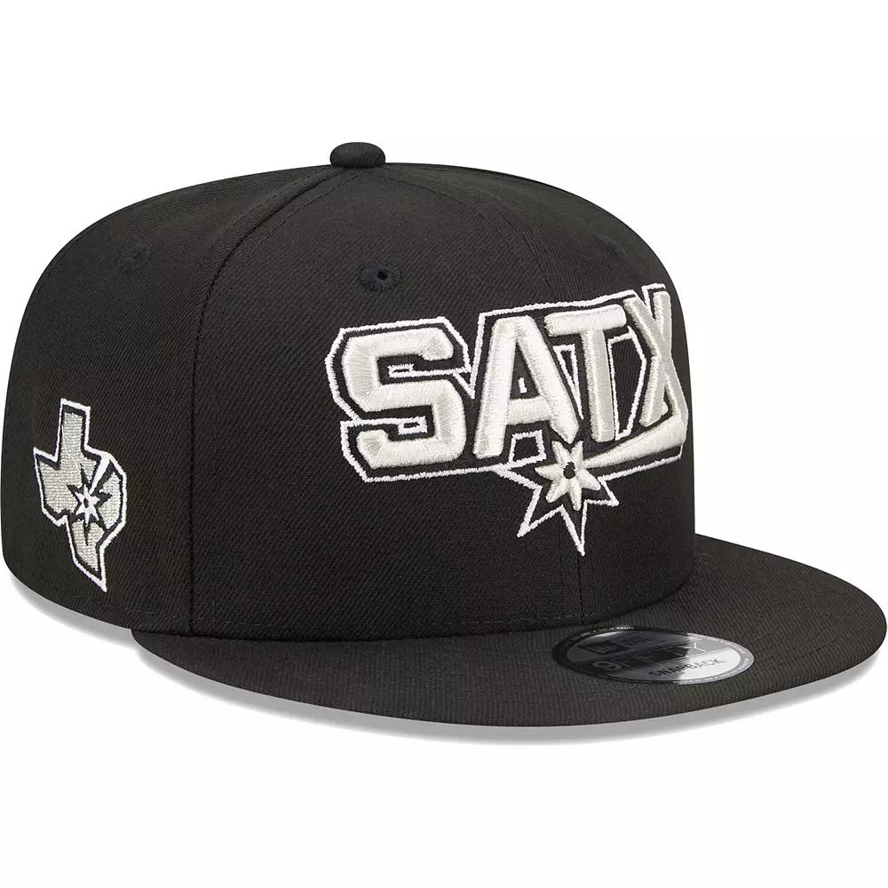 Men's New Era Black San Antonio Spurs Jersey Hook Statement Edition 9FIFTY Snapback Hat Product Image
