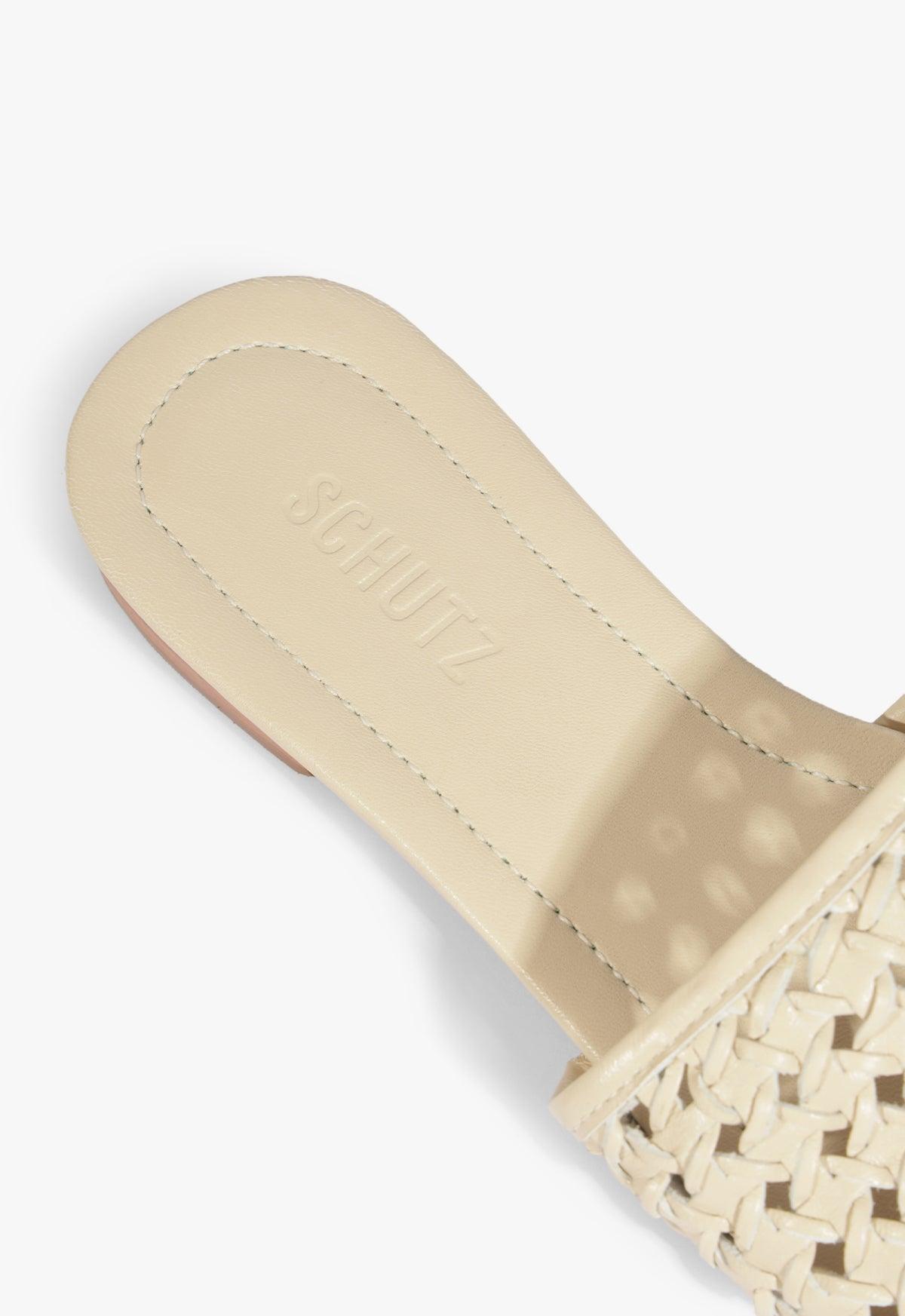 Juliet White Leather Flat Sandal Product Image