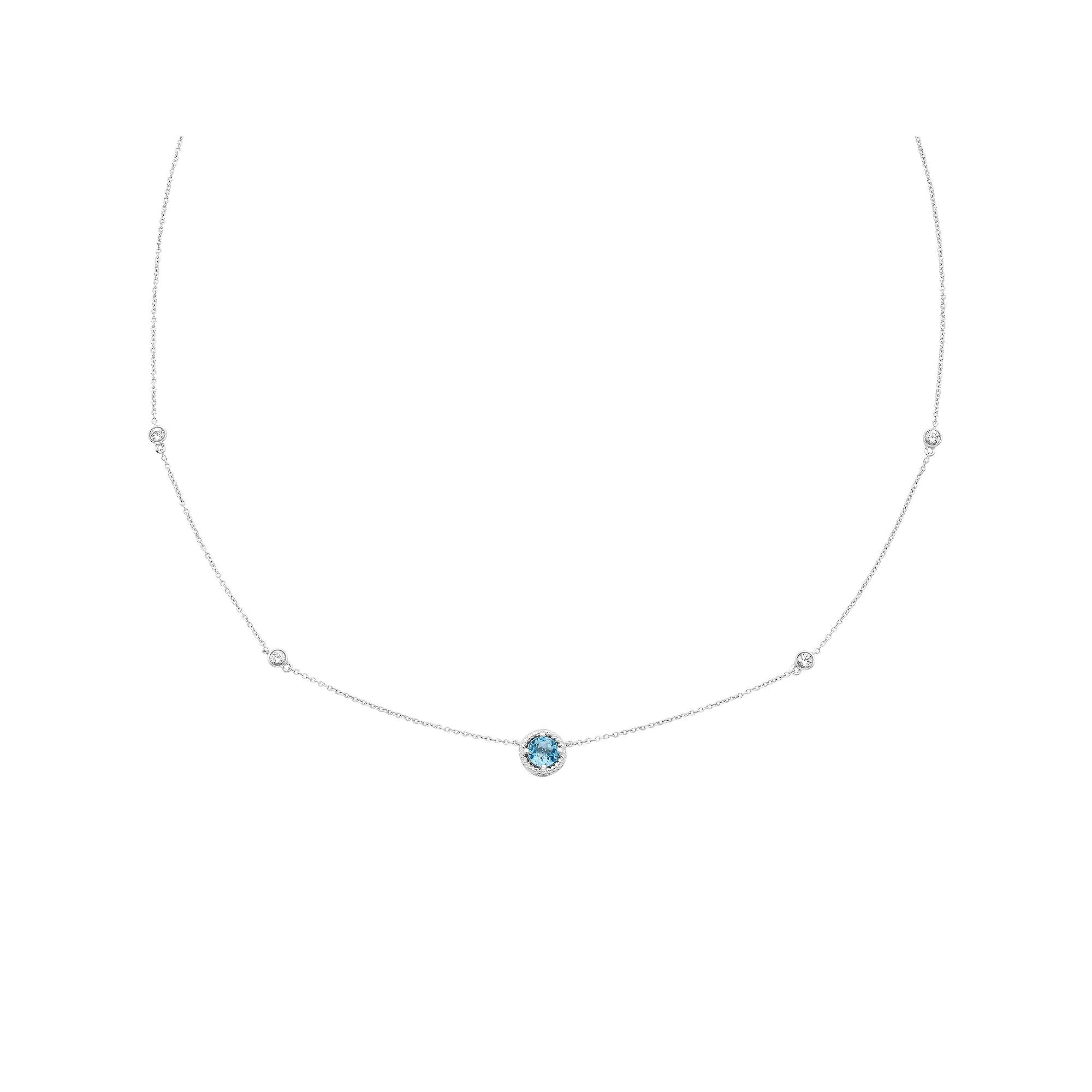 Boston Bay Diamonds Sterling Silver Genuine Swiss Blue Topaz & Lab-Grown White Sapphire Necklace, Women's, Size: 18-20" ADJ Product Image
