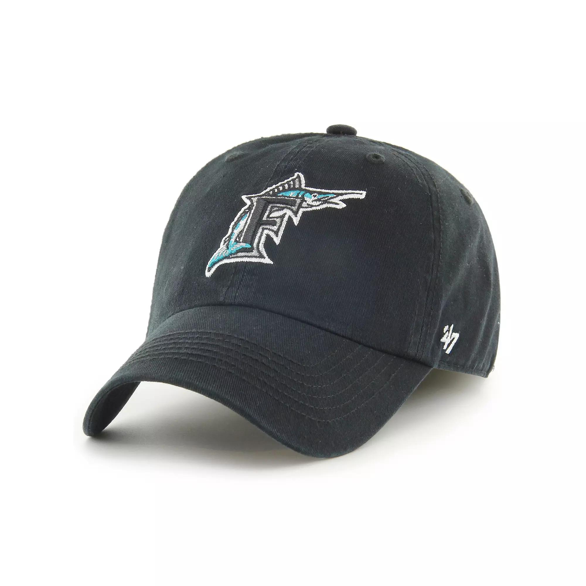 Men's '47 Black Florida Marlins Cooperstown Collection Franchise Fitted Hat,  Product Image