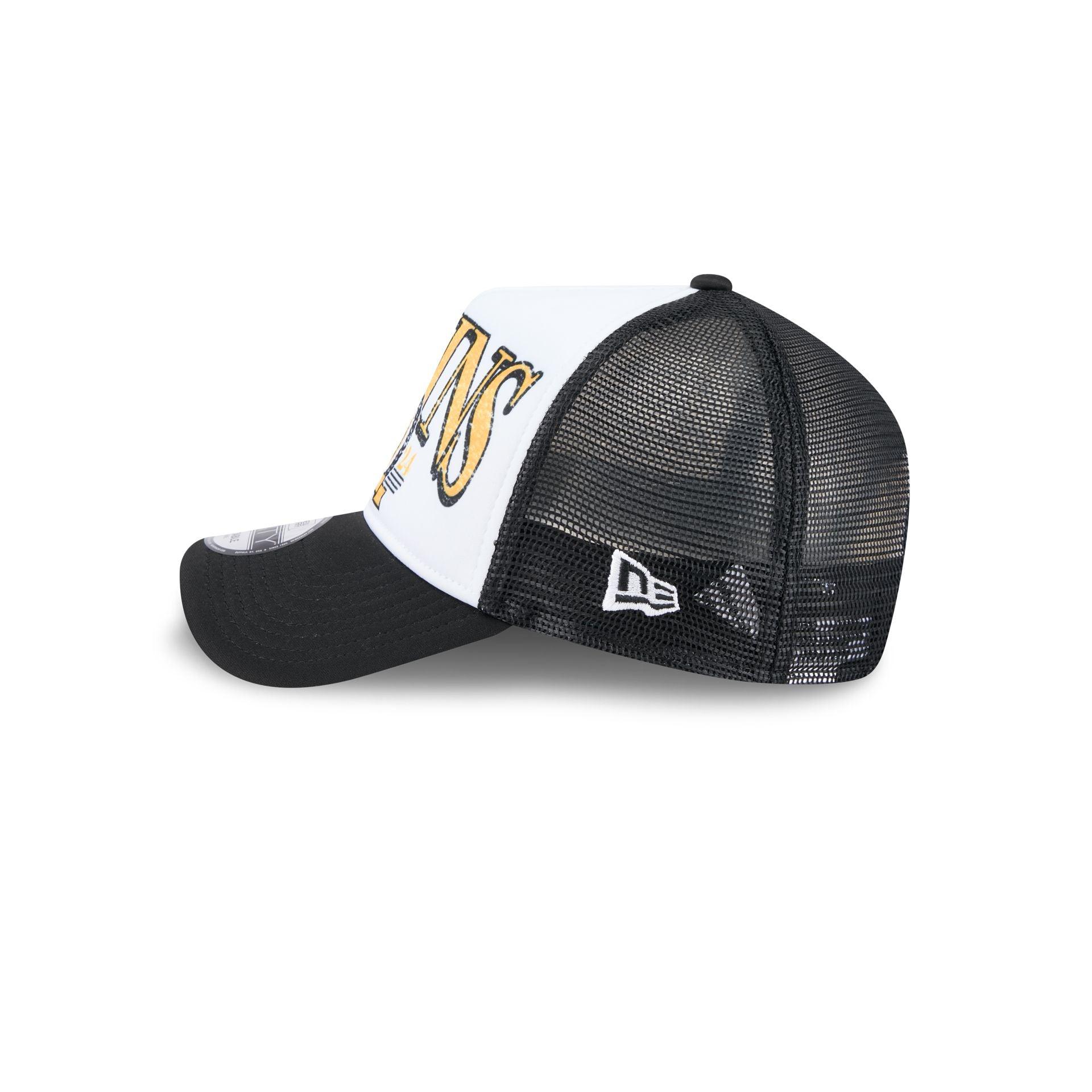 Los Angeles Lakers Distressed 9FORTY A-Frame Trucker Hat Male Product Image