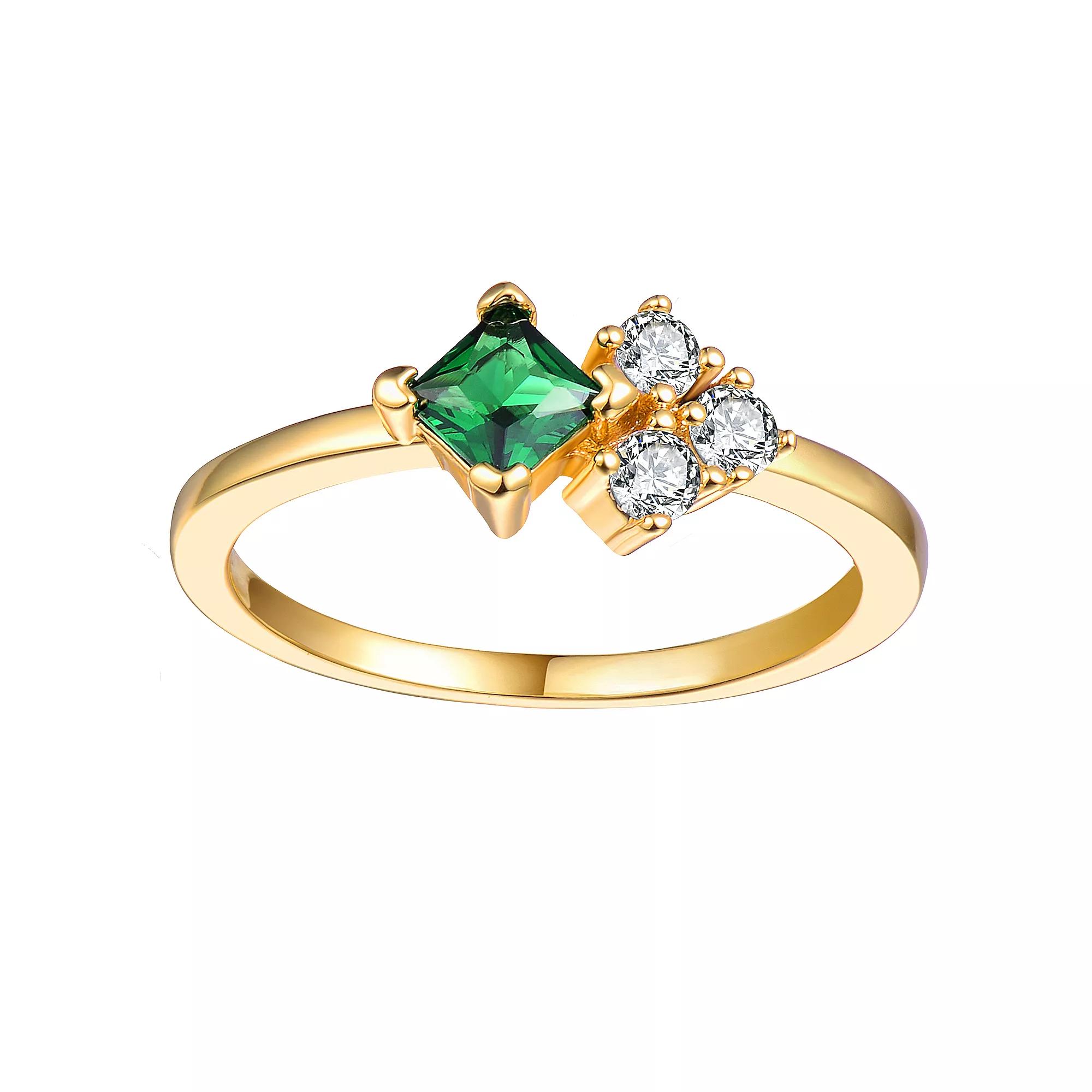 Stella Valentino 14k Gold over Sterling Silver Lab-Created Moissanite Toi Et Moi Cluster Ring, Womens Gold Tone Product Image