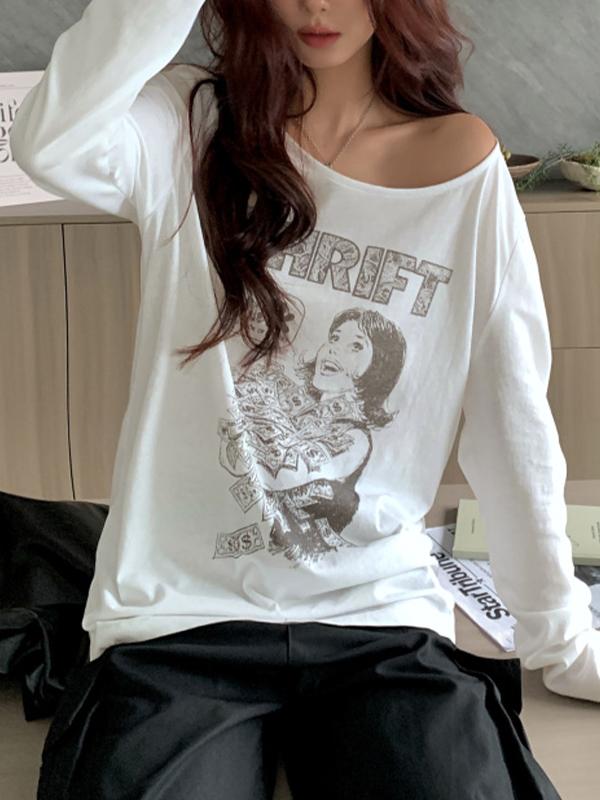 Vintage Portrait Print Oversized Sleeve Tee Product Image