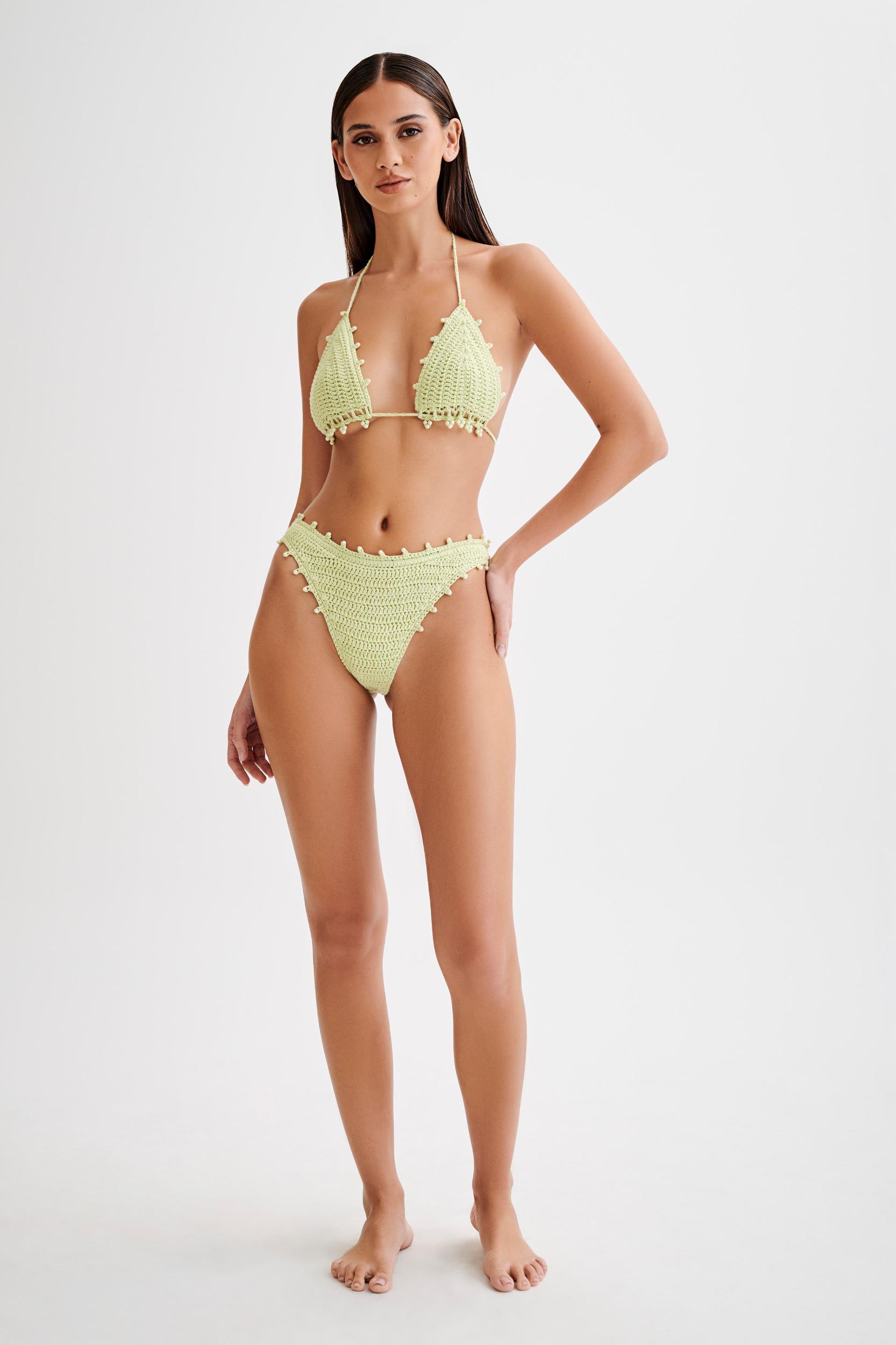 Sadie Pearl Knit Bikini Bottom - Seafoam Green Product Image
