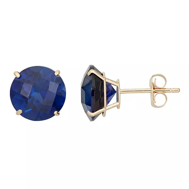 Lab-Created Sapphire 10k White Gold Stud Earrings, Women's, Blue Product Image