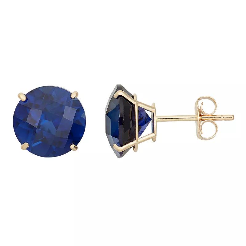 Lab-Created Sapphire 10k White Gold Stud Earrings, Women's, Blue Product Image