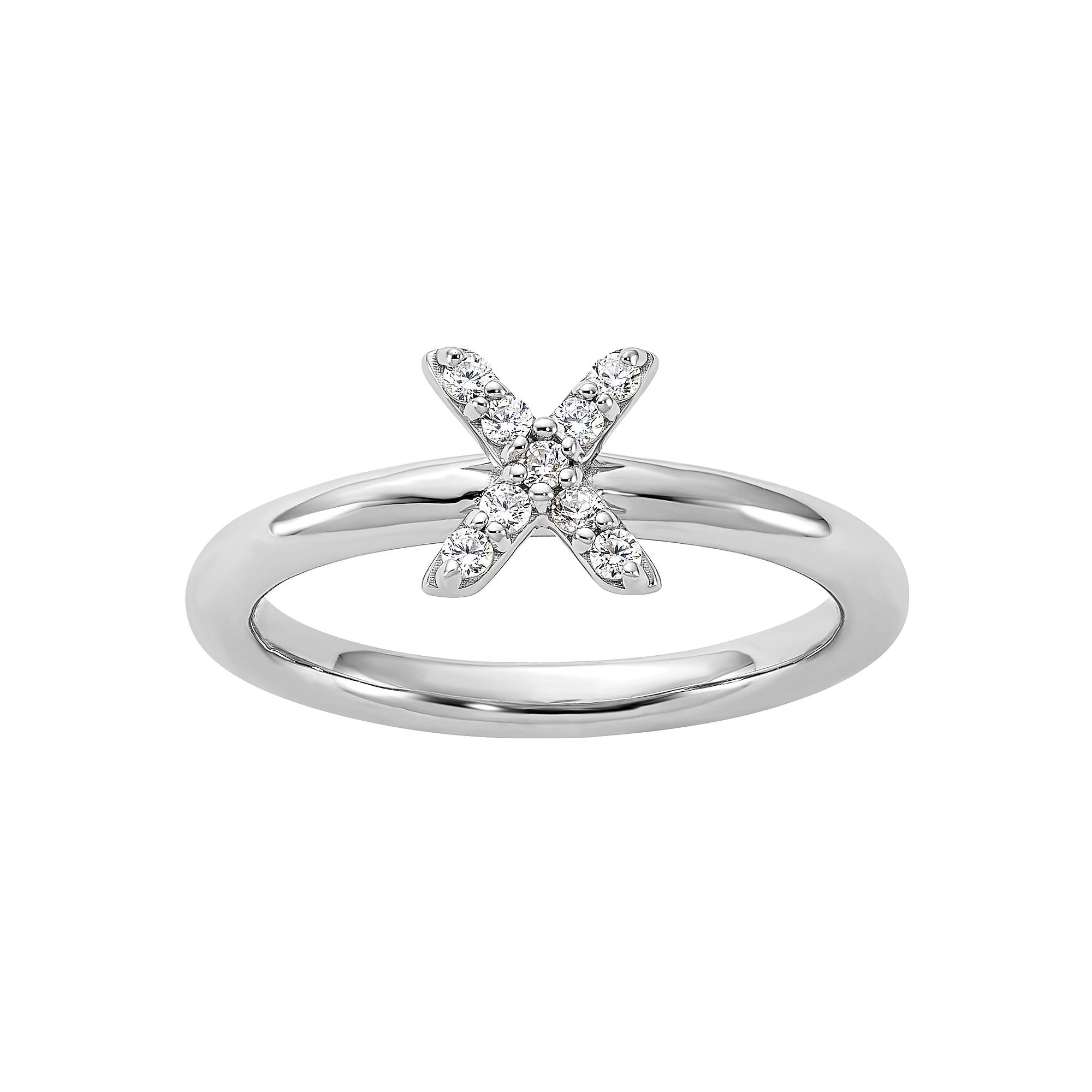 Stacks & Stones Sterling Silver Cubic Zirconia "X" Ring, Women's, Size: 8 Product Image