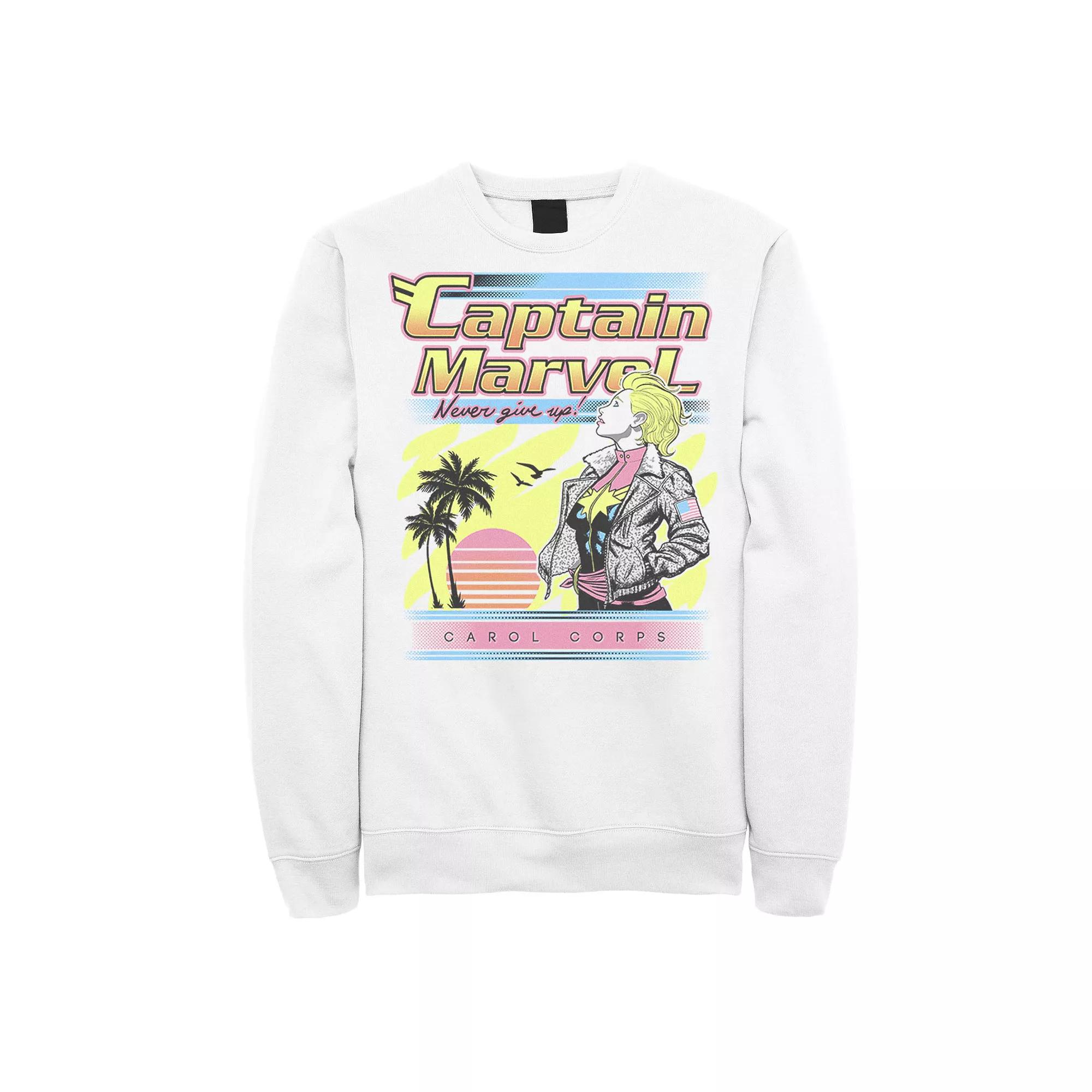 Men's Marvel Captain Marvel Never Give Up Carol Corps Retro Poster Graphic Fleece Pullover,  Product Image