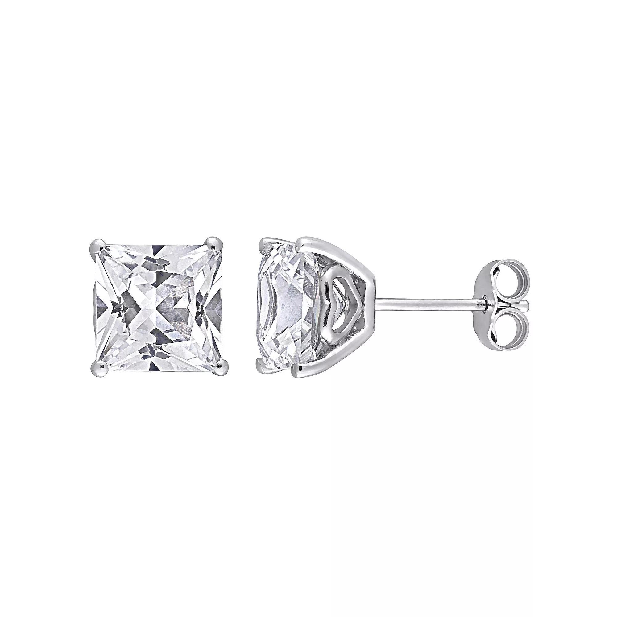 Stella Grace Sterling Silver Lab-Created White Sapphire Square Stud Earrings, Womens Product Image