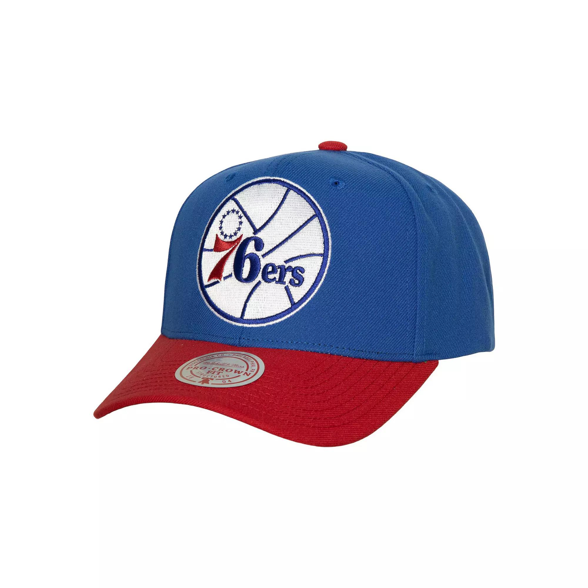 Men's Mitchell & Ness Royal/Red Philadelphia 76ers Soul XL Logo Pro Crown Snapback Hat, 76r Blue Product Image