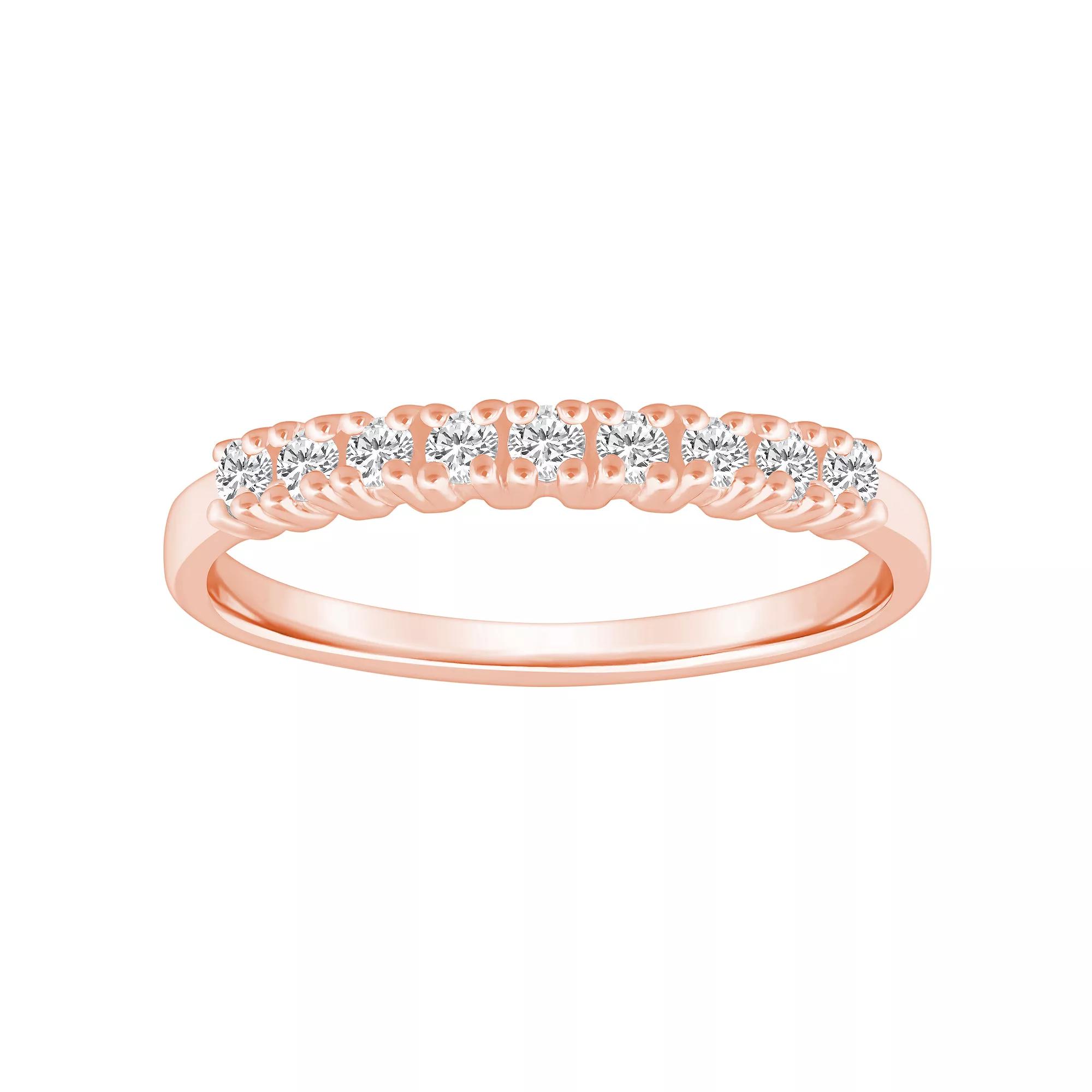 Alyson Layne 14k Gold 1/4 Carat T.W. Diamond 9-Stone Wedding Ring, Womens Pink Product Image