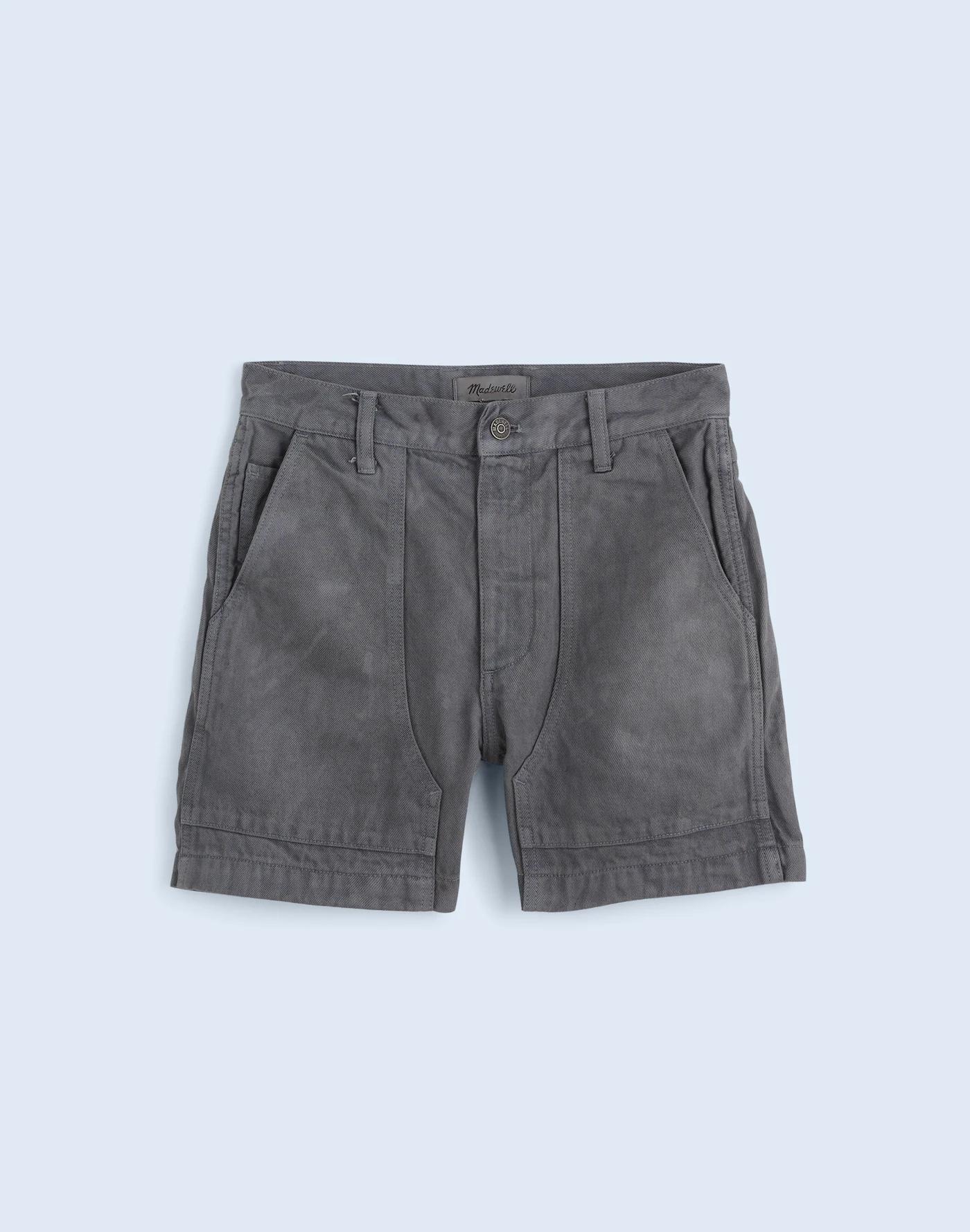 Madewell x MN Dye Studio Denim High-Rise Mid-Length Workwear Shorts Product Image