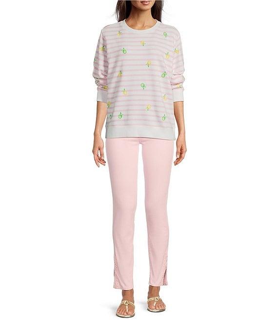 Lilly Pulitzer Ballad Stripe Print Embroidered Crew Neck Long Sleeve Sweatshirt Product Image