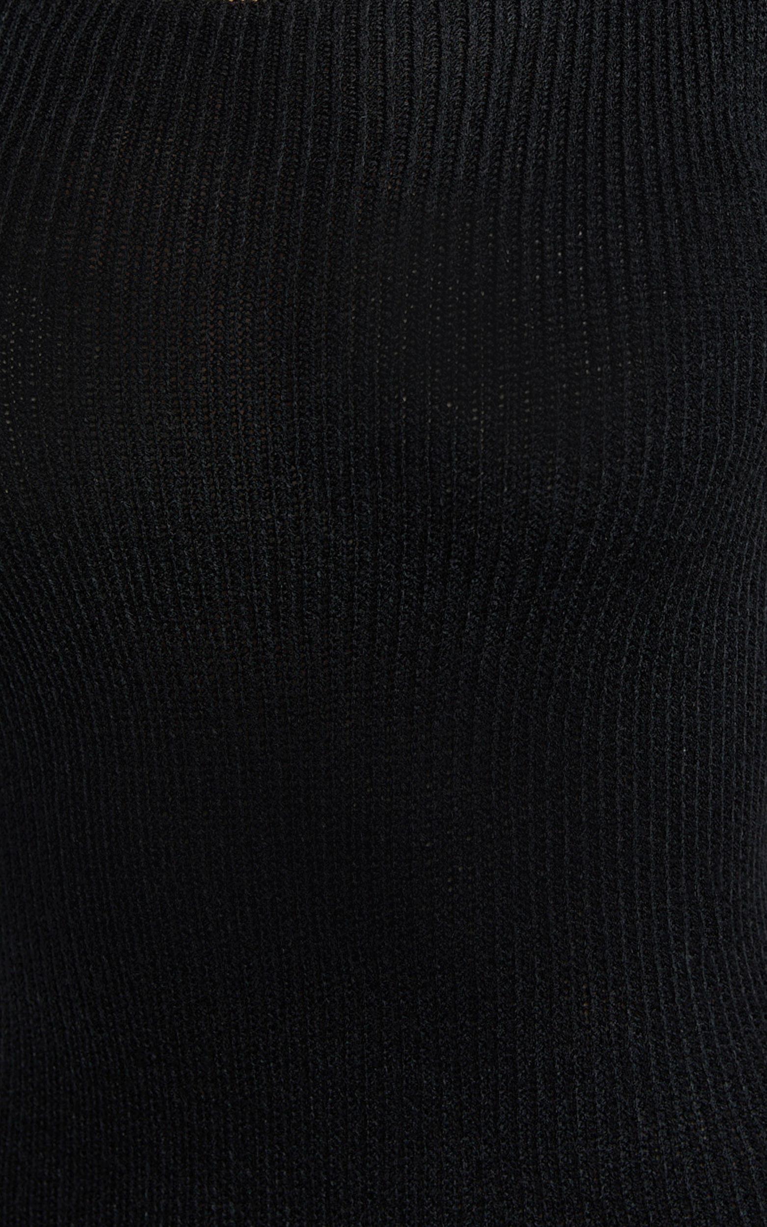 Sanya Midi Dress - Bodycon Knitted Tie Back Dress in Black Product Image