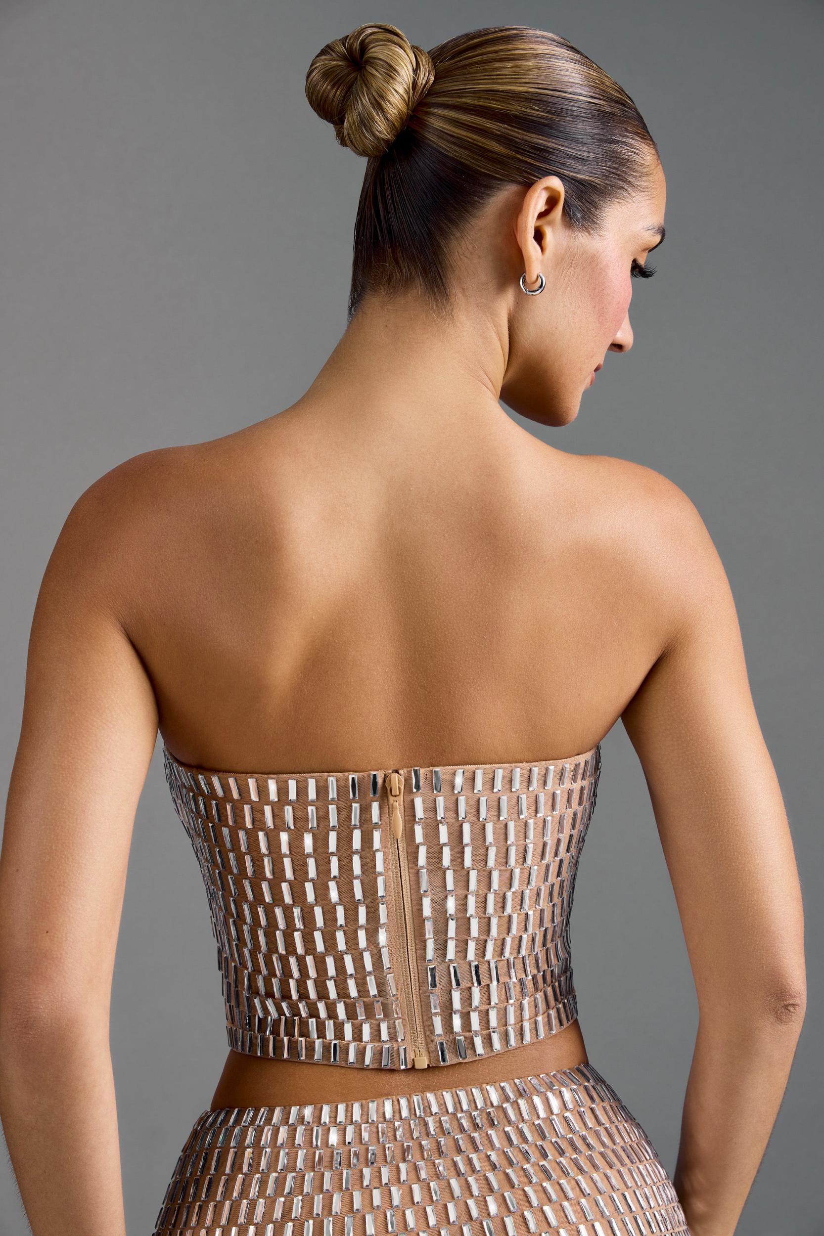 Embellished Bandeau Top in Almond Product Image