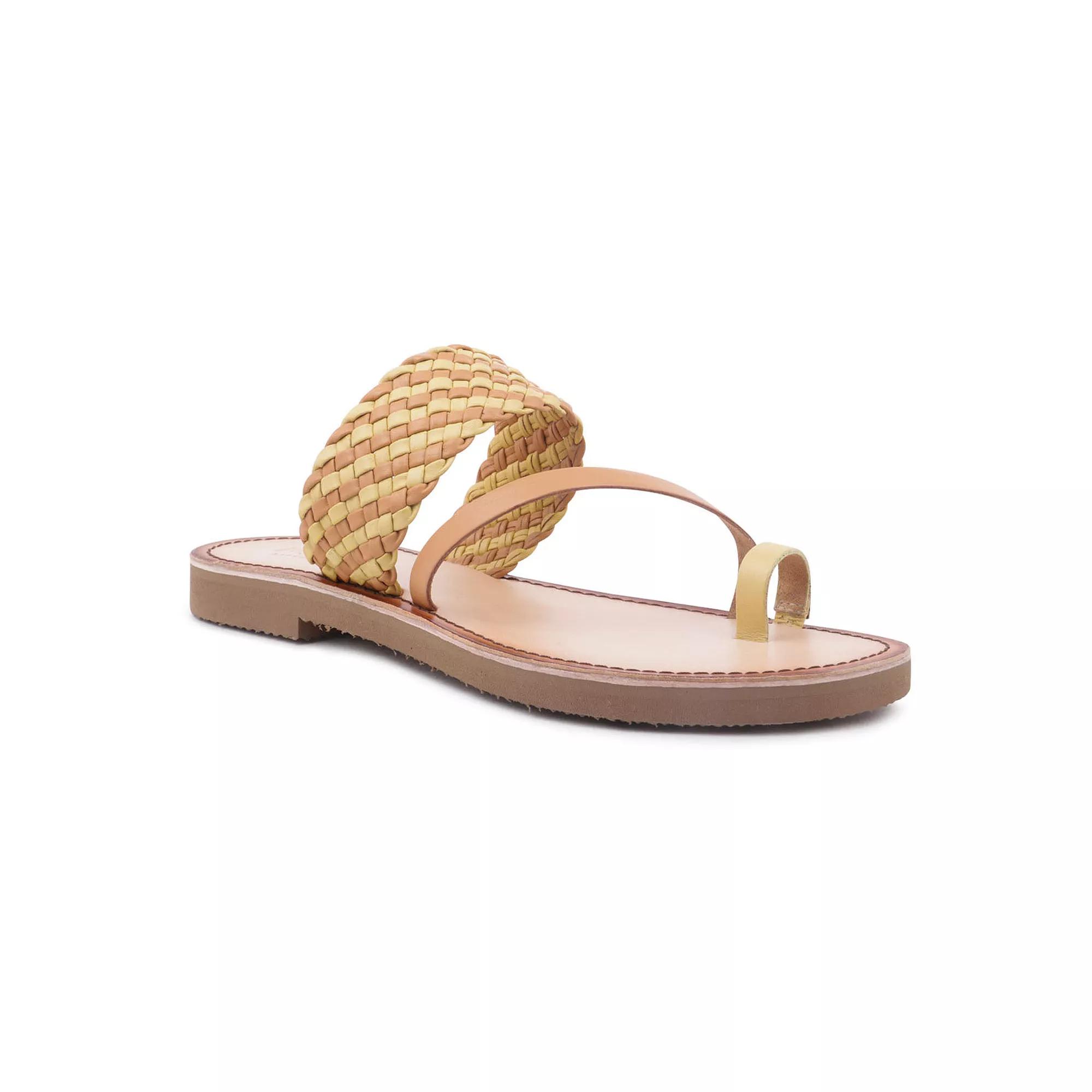 Rag & Co Women's Braided Leather Flat Sandals, Size: 10, Yellow Product Image