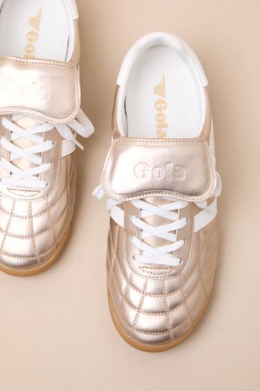 Stadium '86 Gold and Off White Quilted Leather Sneakers Product Image