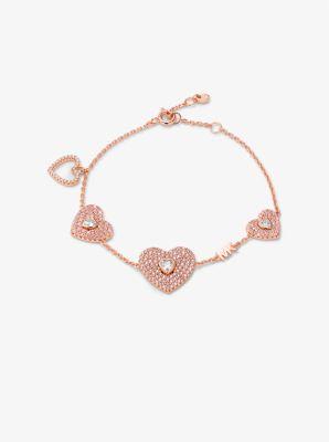 14K -Plated Sterling Silver Pavé Heart Bracelet Product Image