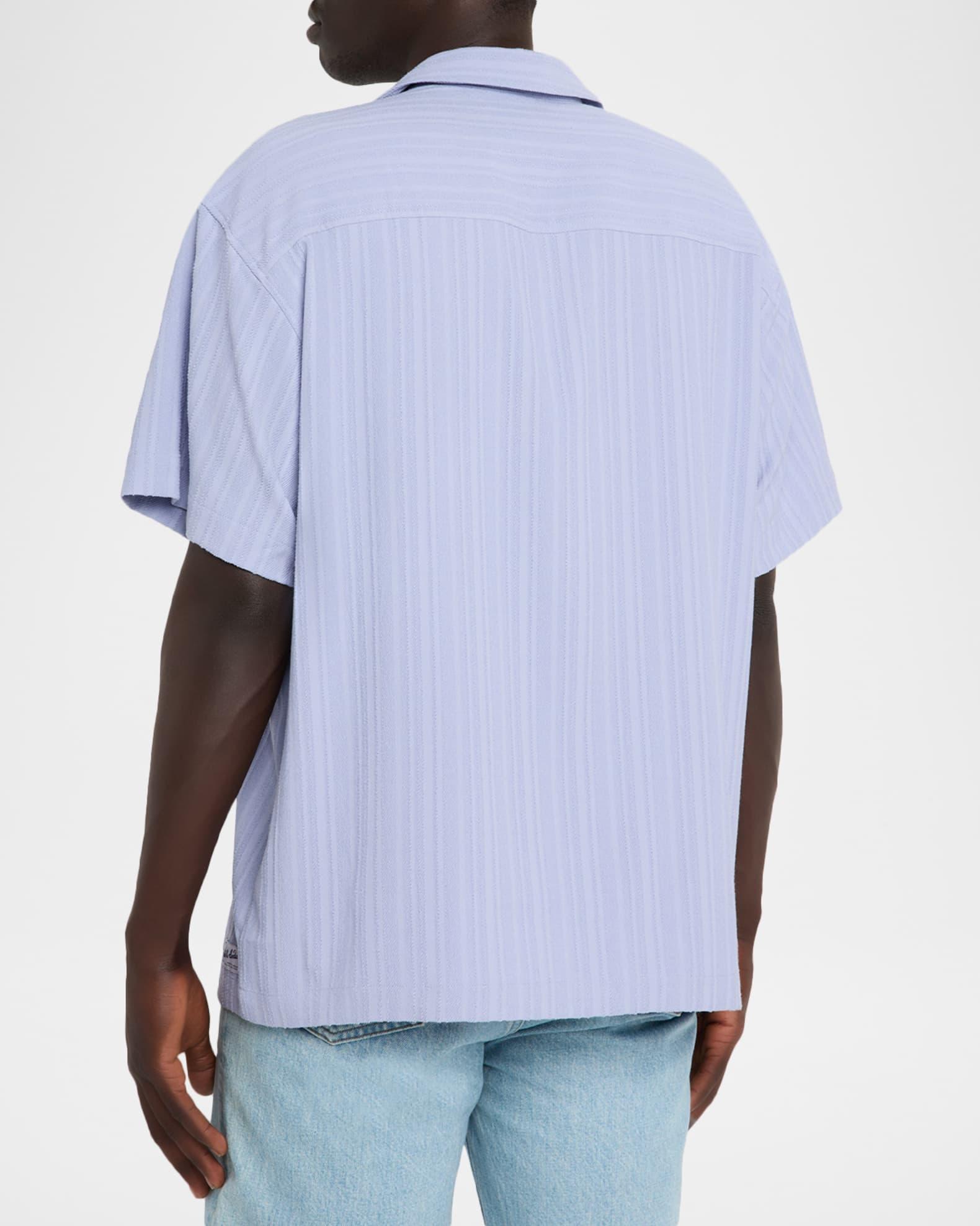 Men's Textured Stripe Pocket Short-Sleeve Shirt Product Image