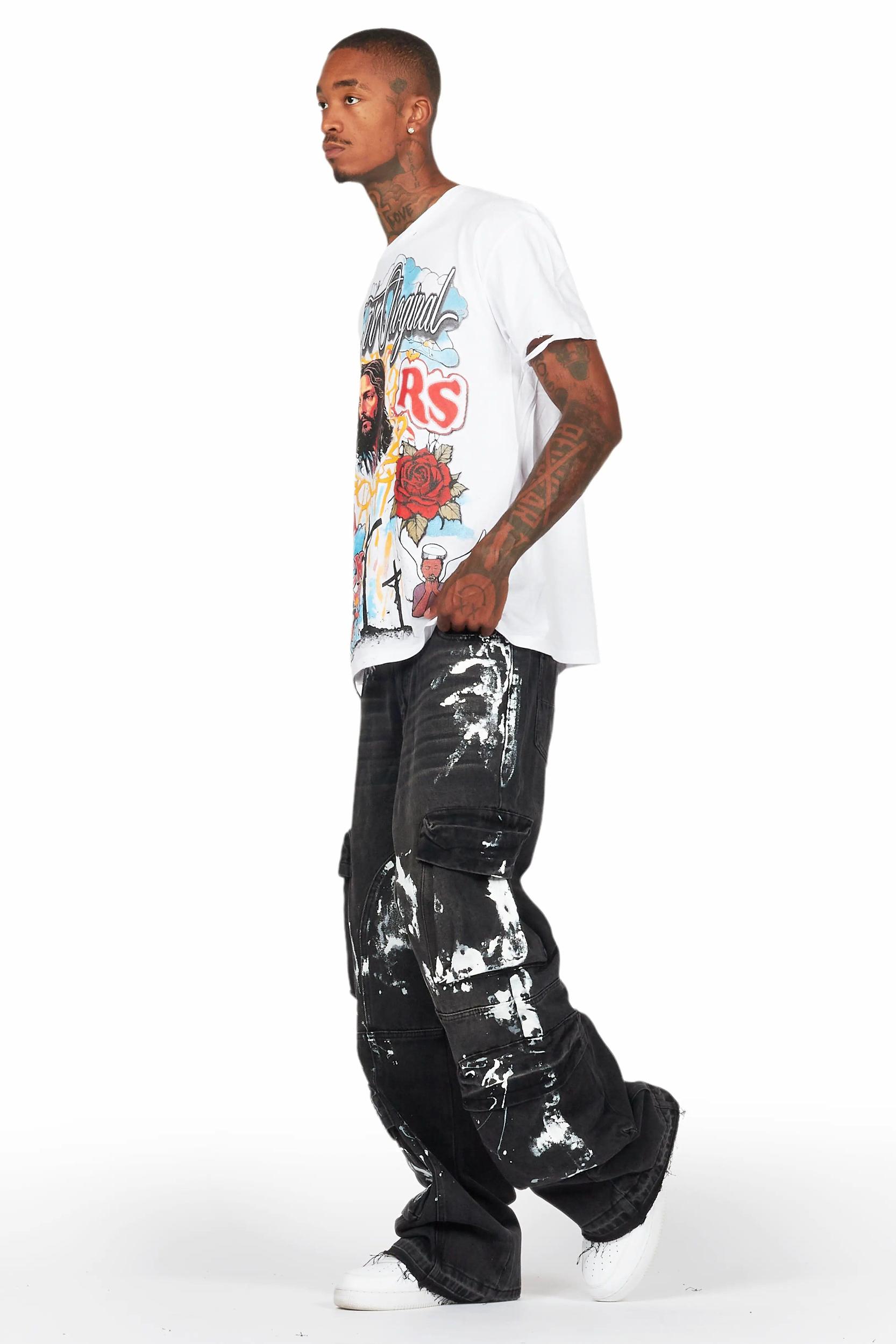 Alary Painter Black Baggy Fit Cargo Jean Male Product Image
