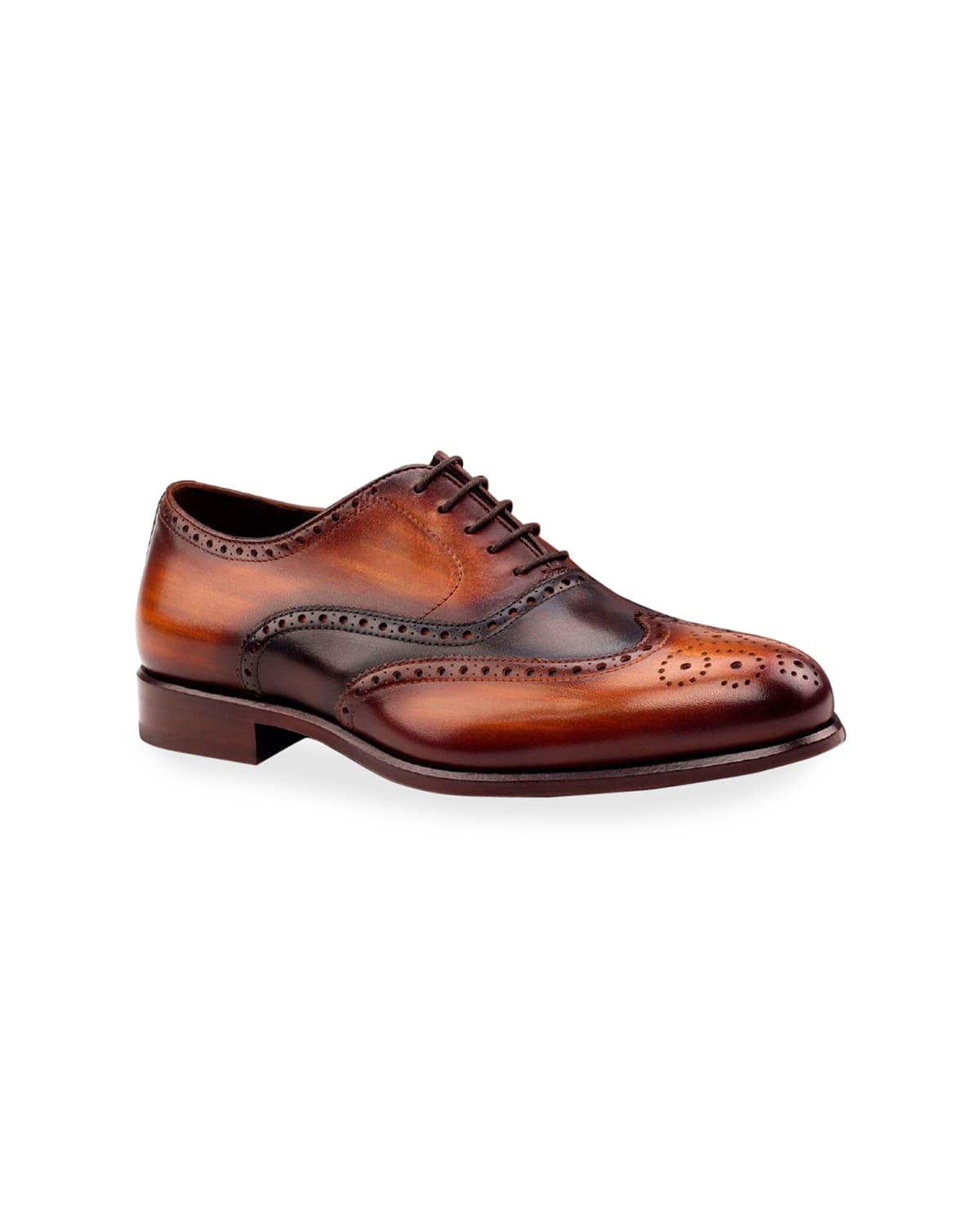 Men's Trezor Brogue Patina Leather Oxford Shoes Product Image