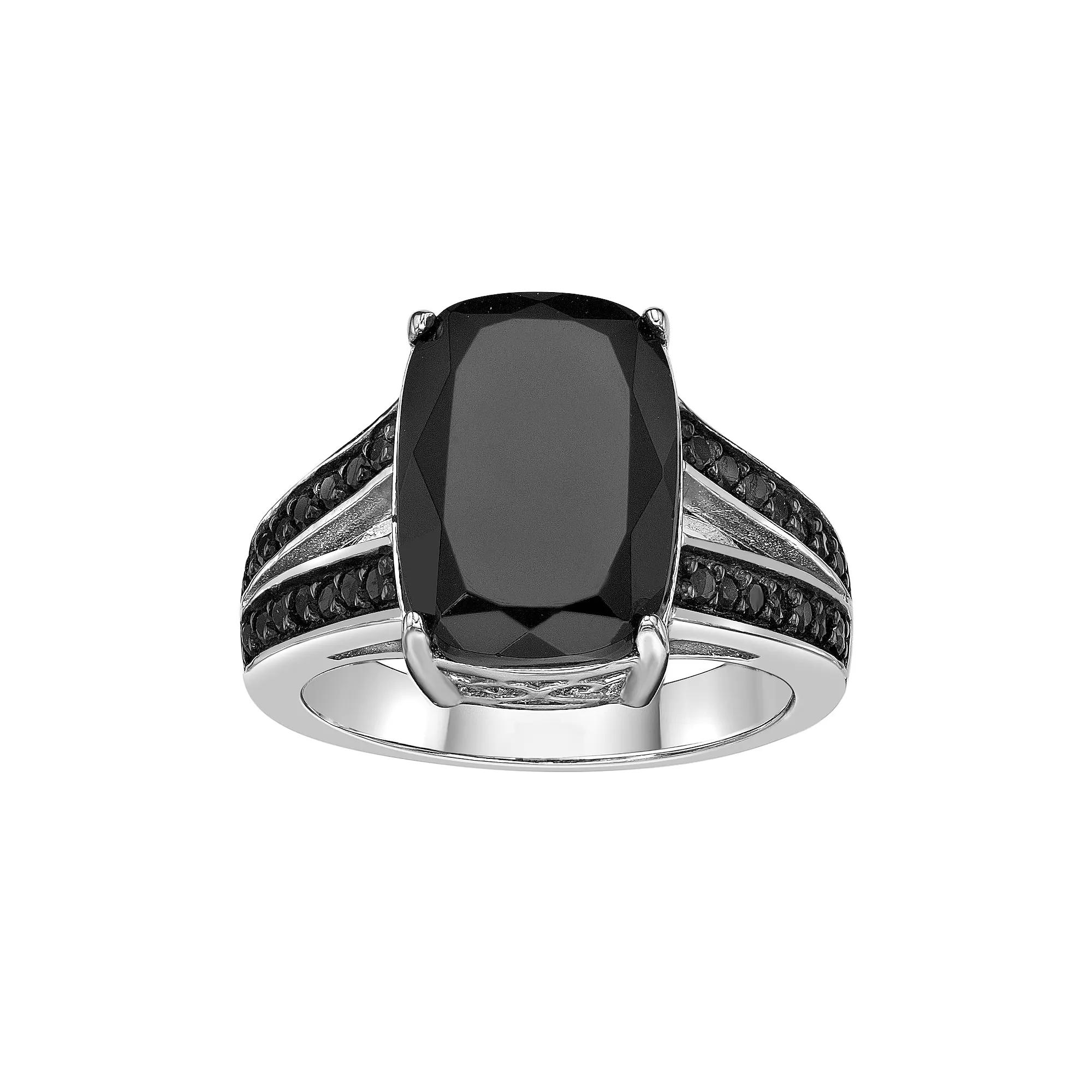 Gemminded Sterling Silver Black Onyx & Black Spinel Ring, Women's, Size: 6 Product Image