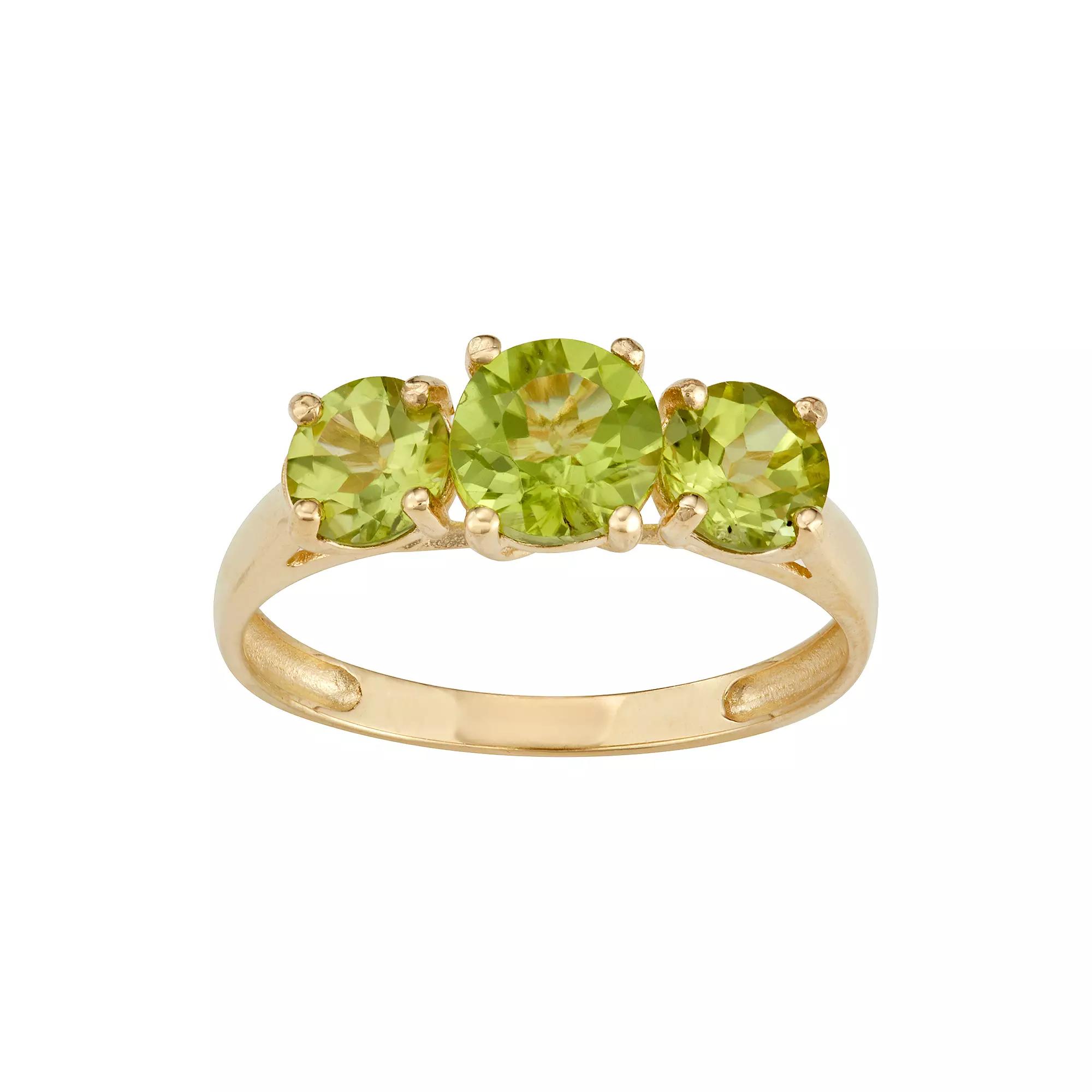 Designs by Gioelli 10k Gold 3-Stone Ring, Womens Peridot Product Image