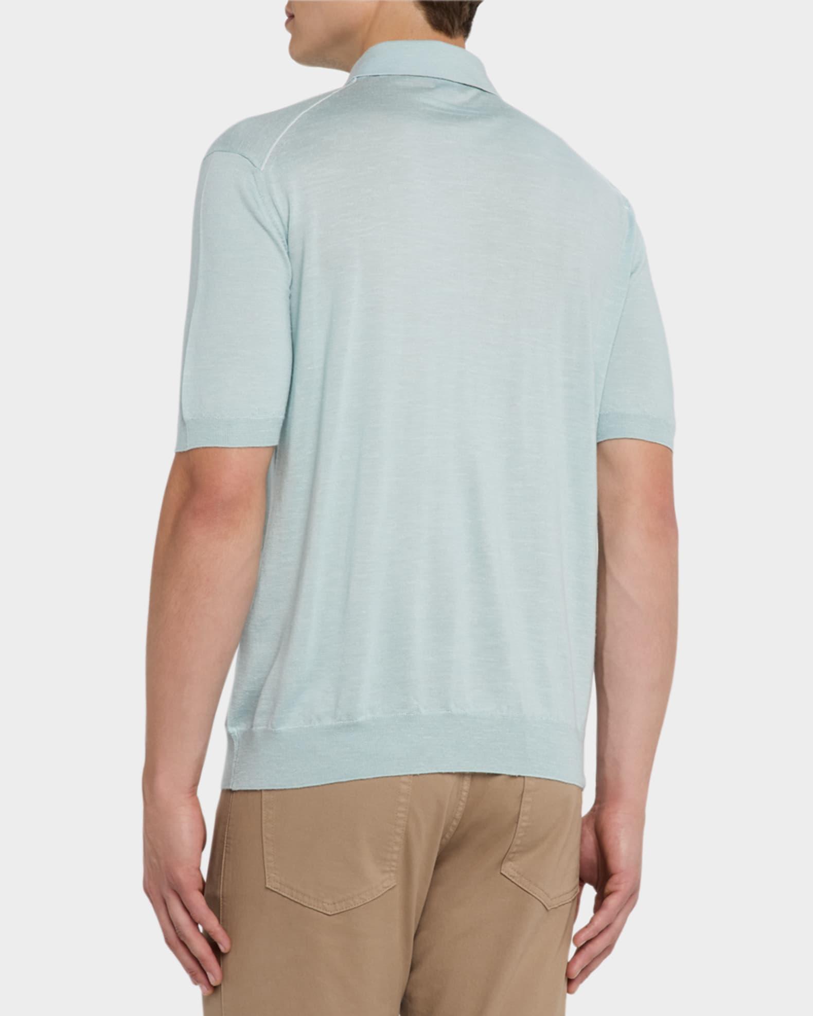 Men's Silk, Cashmere, and Linen Short-Sleeve Polo Sweater Product Image