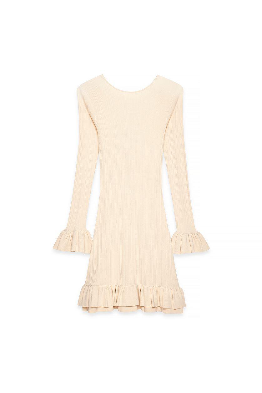 Knitted Frill Detail Mini Dress Product Image