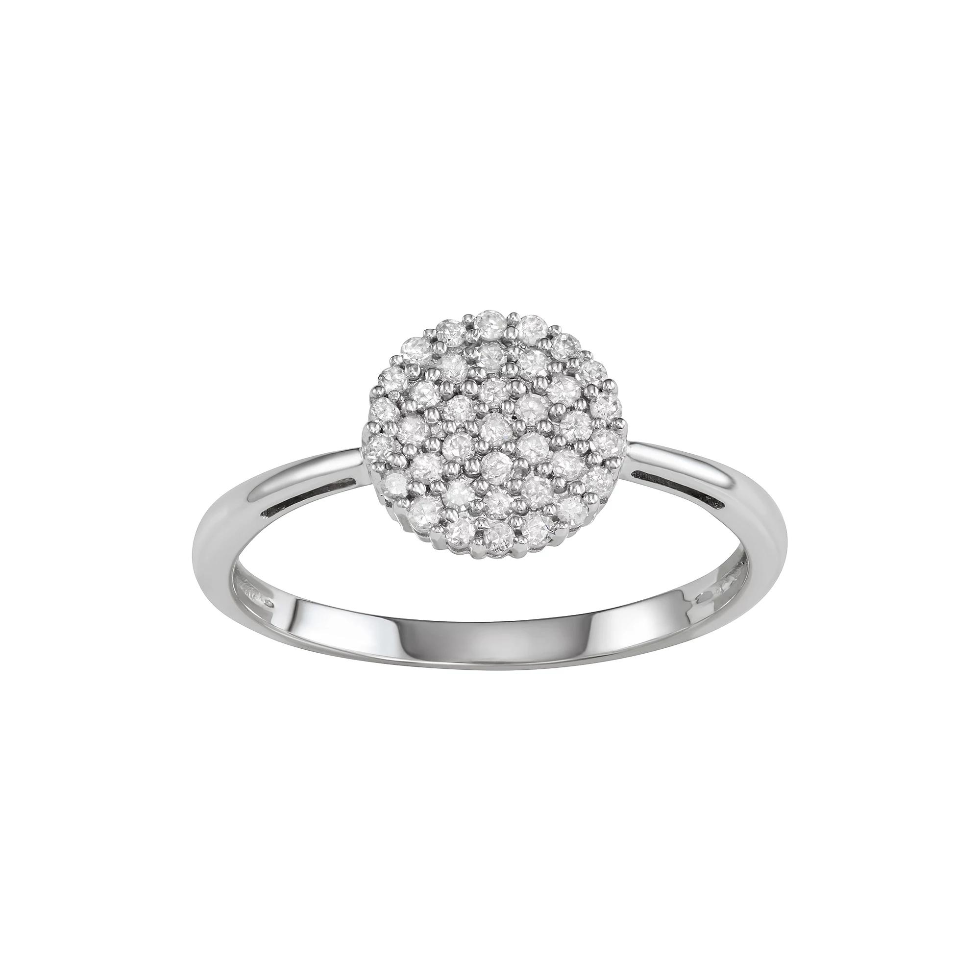 10k White Gold 1/5 Carat T.W. Diamond Cluster Engagement Ring, Women's, Size: 6, 10k Whgold Product Image