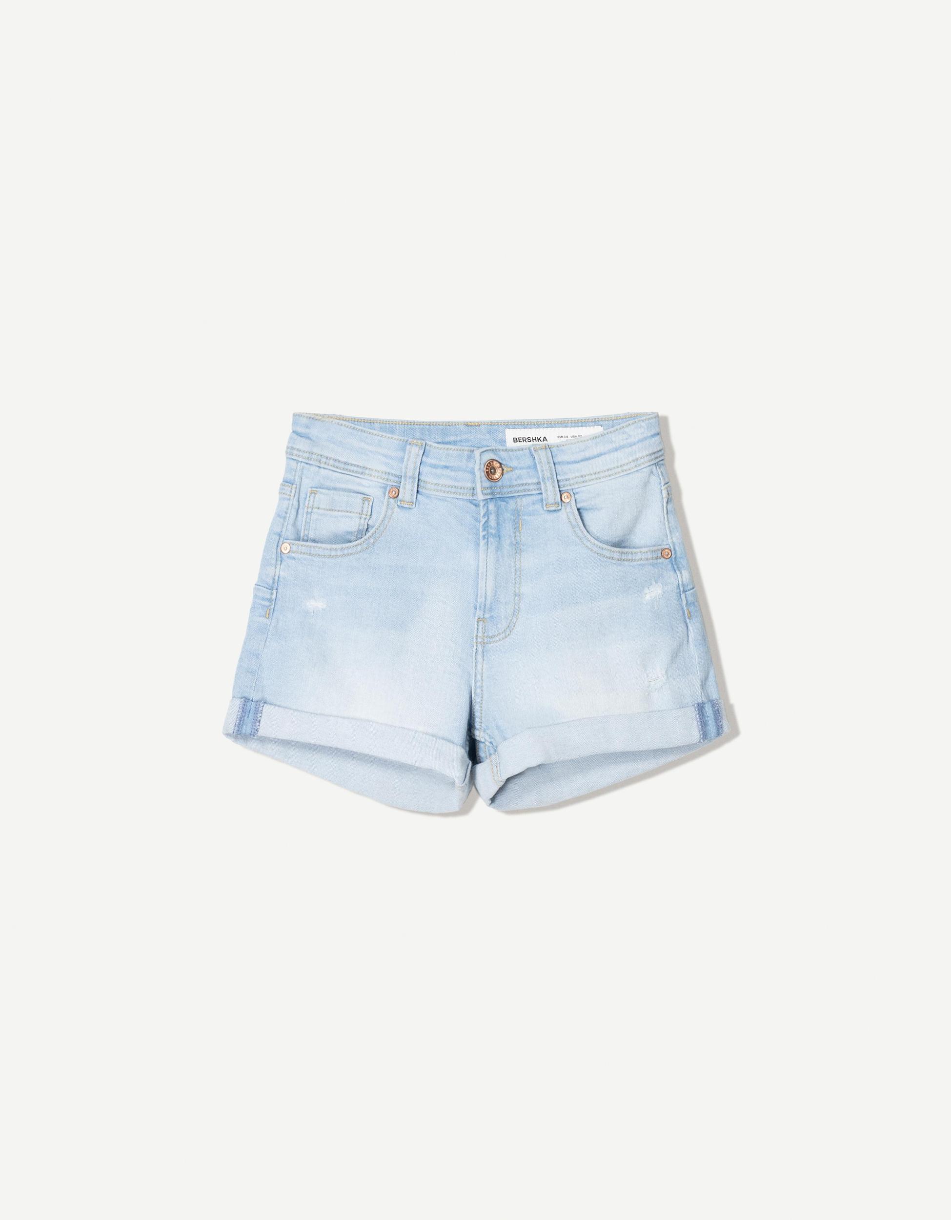 Roll-up denim shorts Product Image