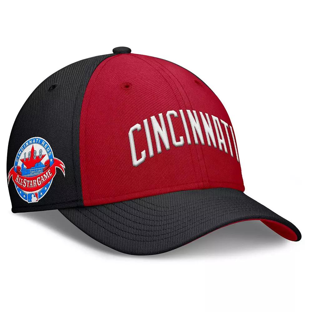Men's Nike Black/Red Cincinnati Reds Rise Swoosh Performance Flex Hat, Size: Small/Medium, Red Black Product Image