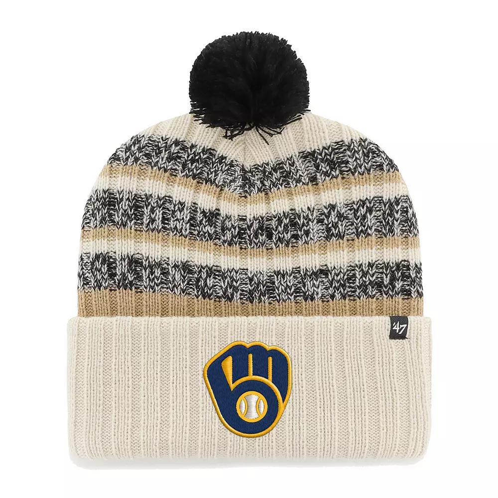 Men's '47 Natural Milwaukee Brewers Tavern Cuffed Knit Hat with Pom, Beige Product Image
