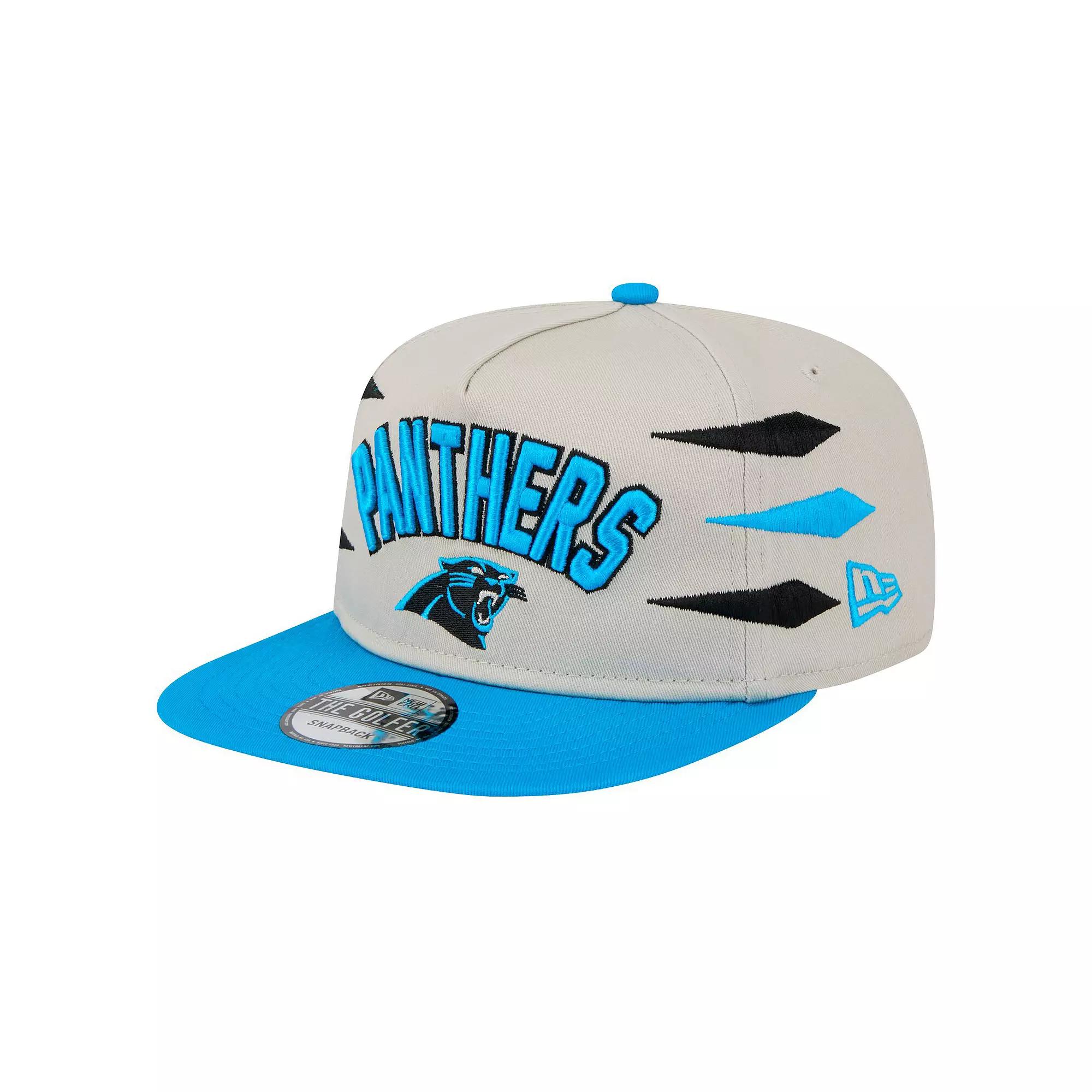 Men's New Era Stone/Blue Carolina Panthers Athletic Golfer Snapback Hat, Team Product Image